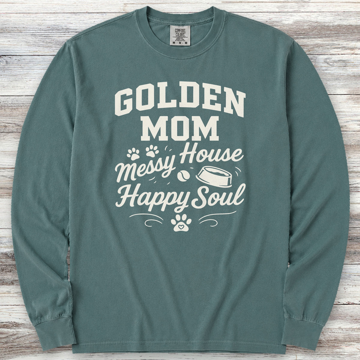 Golden Retriever Happy Soul Long Sleeve Tee - Blue Spruce
