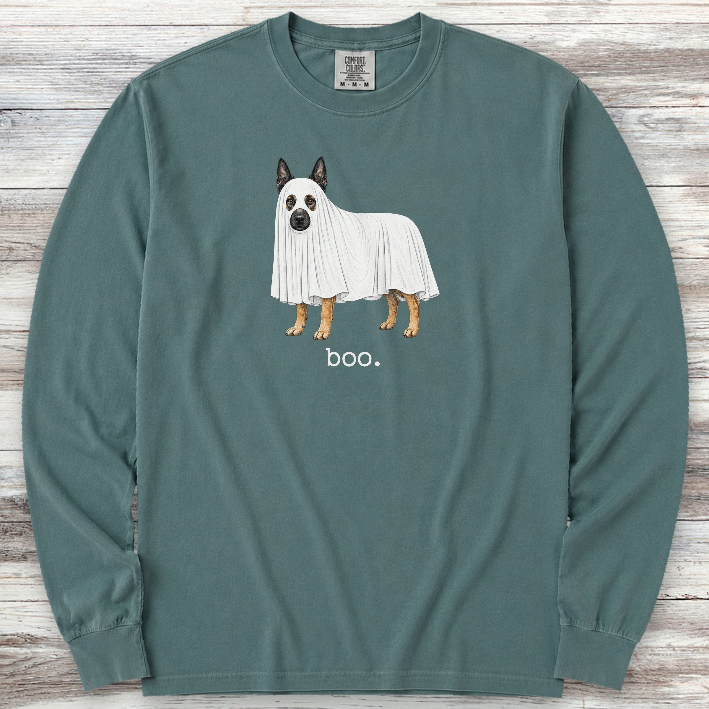 Belgian Malinois Boo Long Sleeve Tee - Blue Spruce