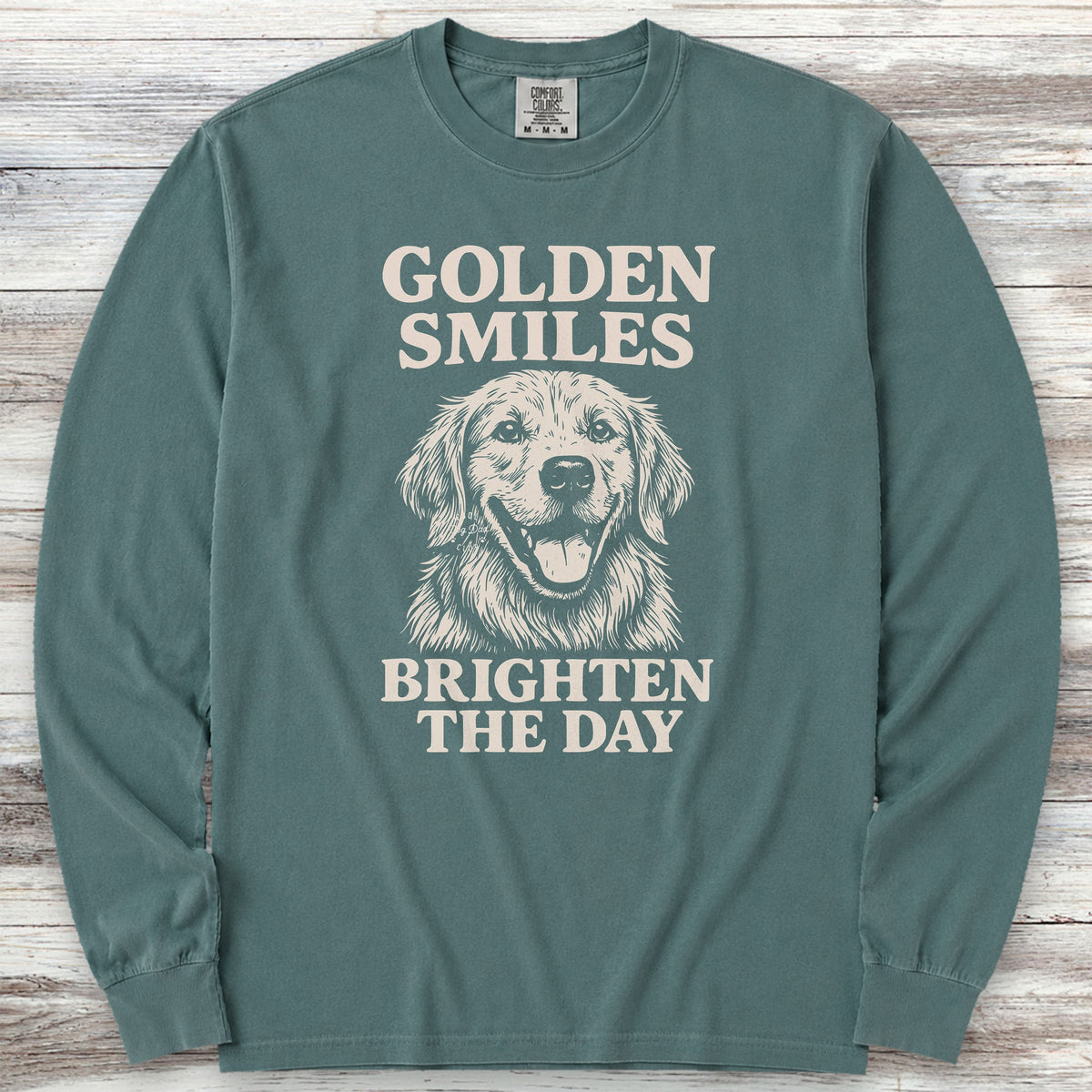 Golden Retriever Smiles Long Sleeve Tee - Blue Spruce