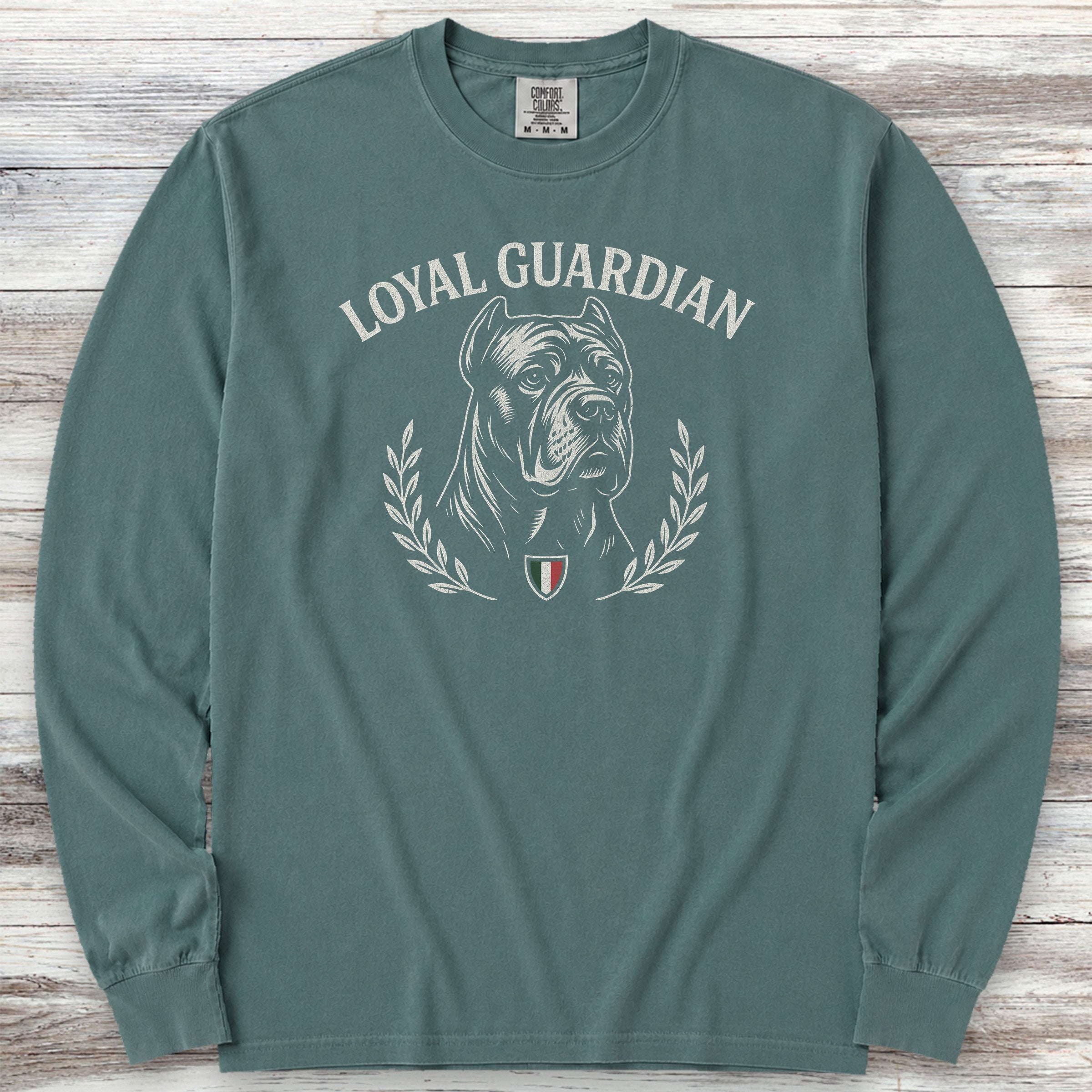 Cane Corso Guardian Crest Long Sleeve Tee - Blue Spruce