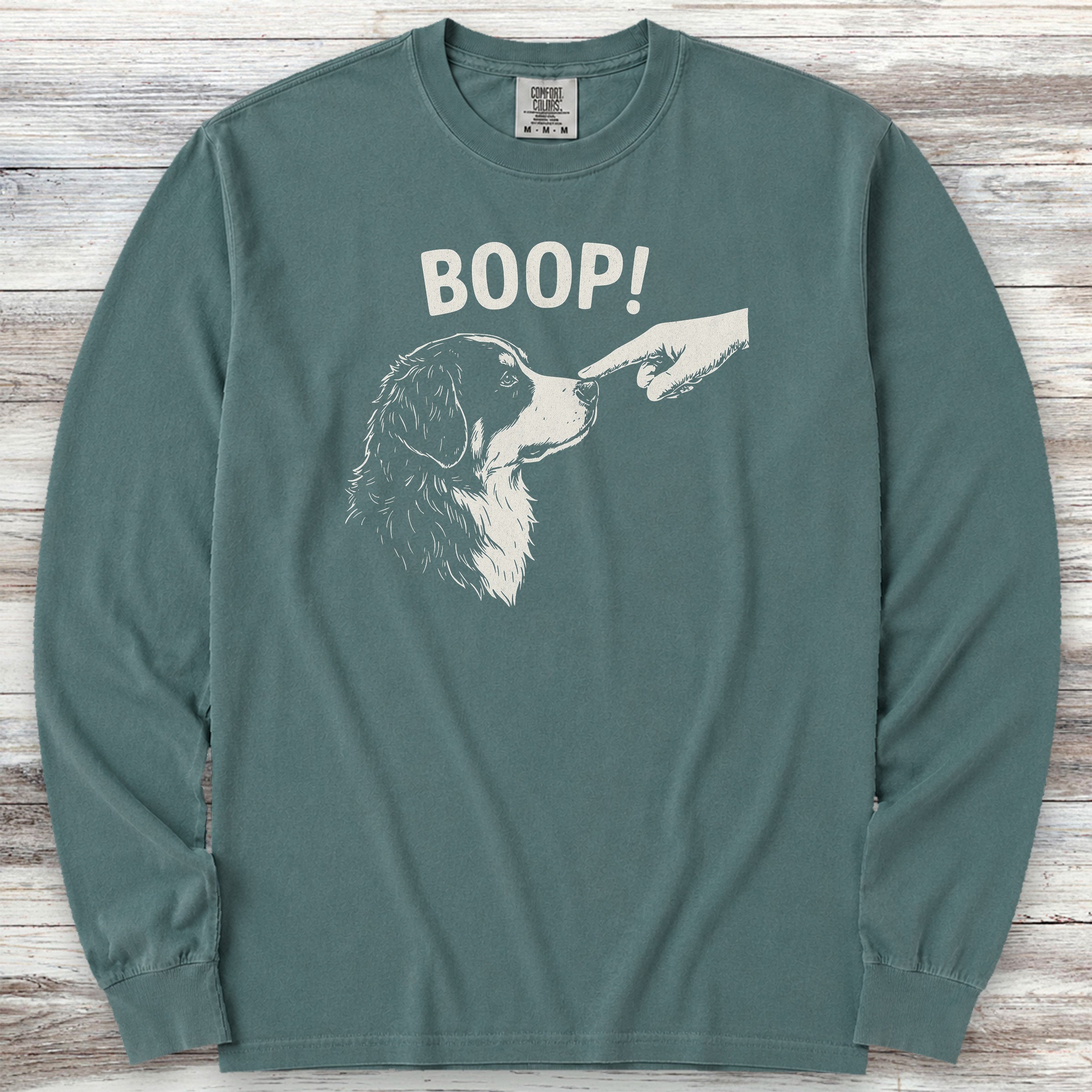 Bernese Mountain Dog BOOP! Long Sleeve Tee - Blue Spruce