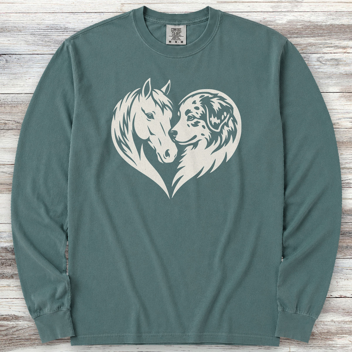 American Shepherd Horse Heart Bond Long Sleeve Tee - Blue Spruce