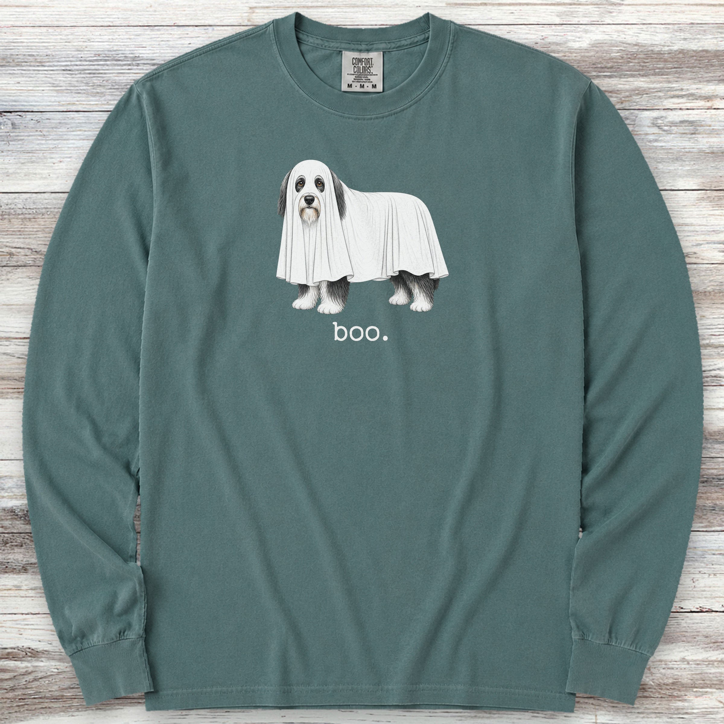 Bearded Collie Boo Long Sleeve Tee - Blue Spruce