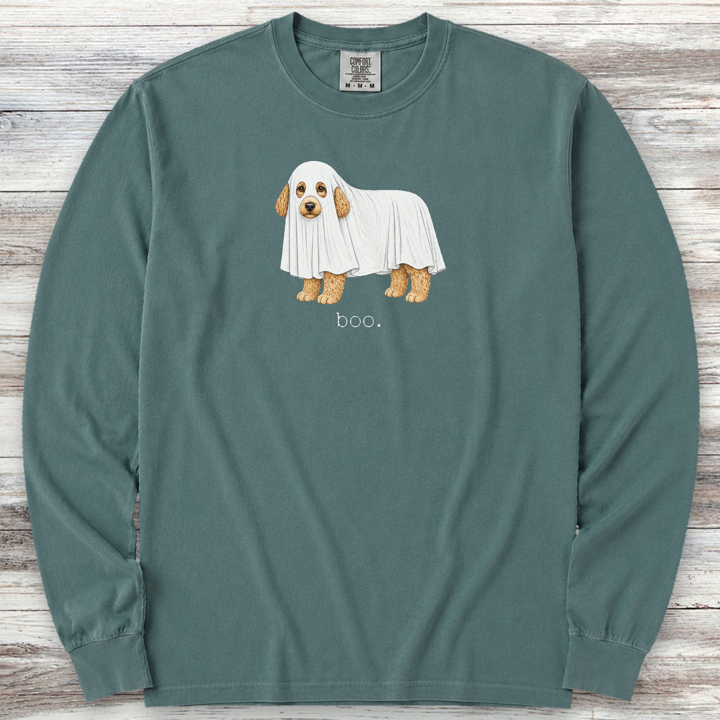 Goldendoodle Boo Long Sleeve Tee - Blue Spruce