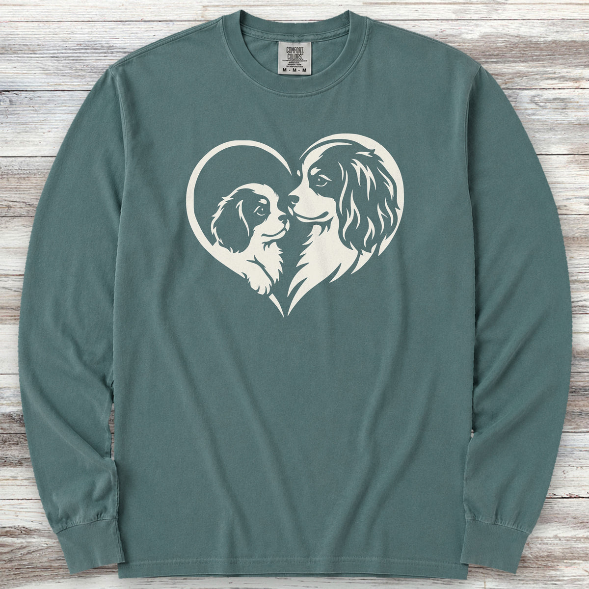 Cavalier King Charles Heart Bond Long Sleeve Tee - Blue Spruce