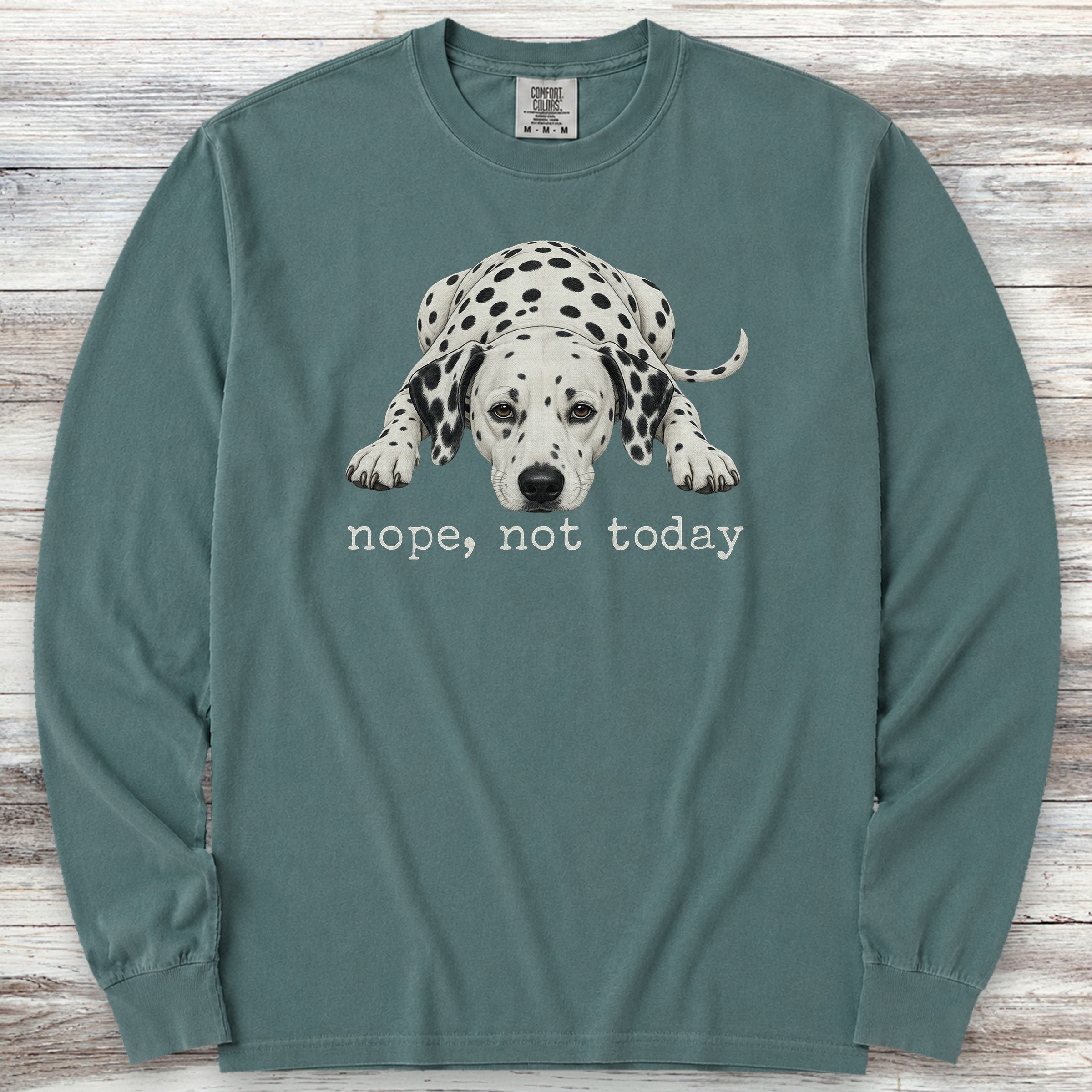 Dalmatian Nope Long Sleeve Tee - Blue Spruce