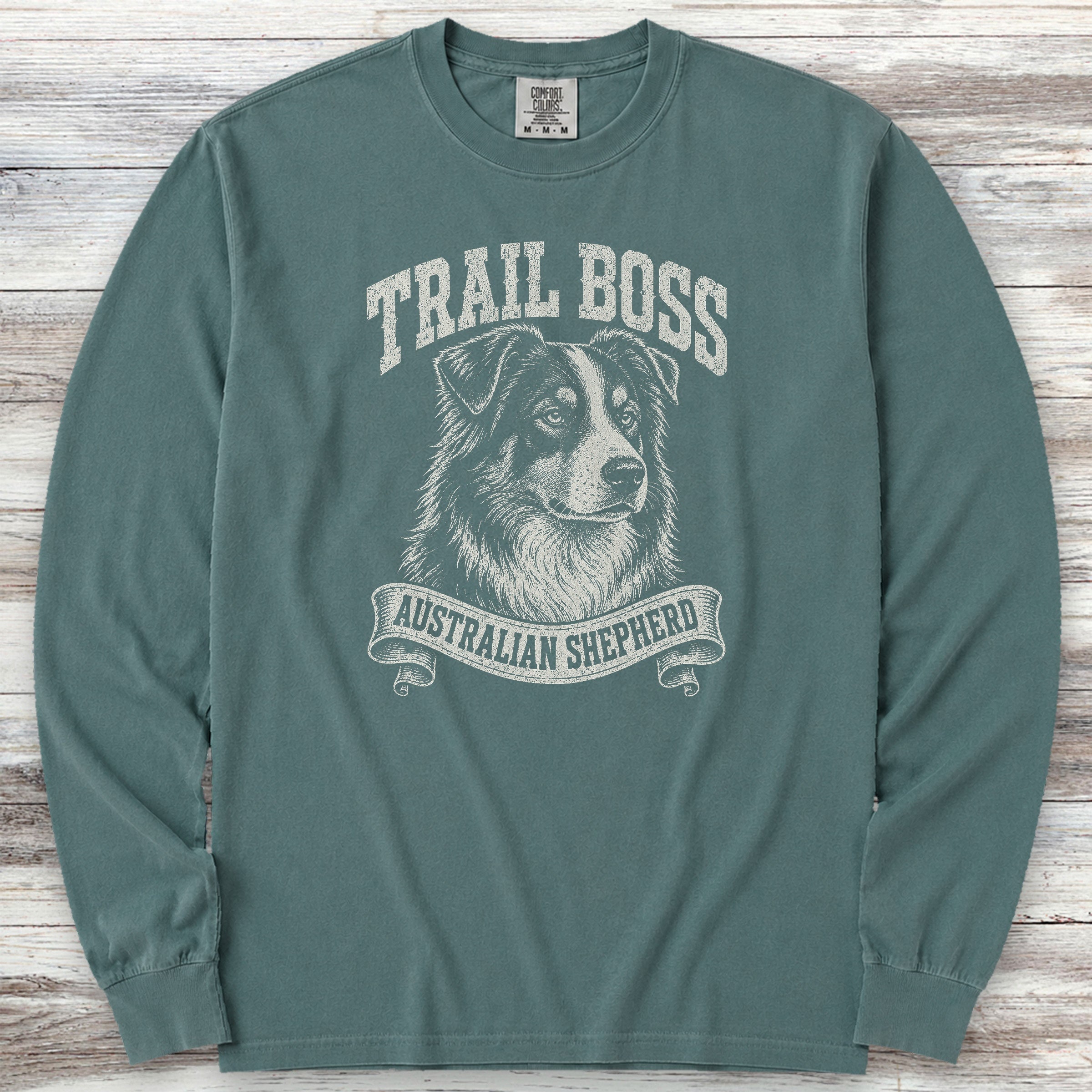 Australian Shepherd Trail Boss Long Sleeve Tee - Blue Spruce