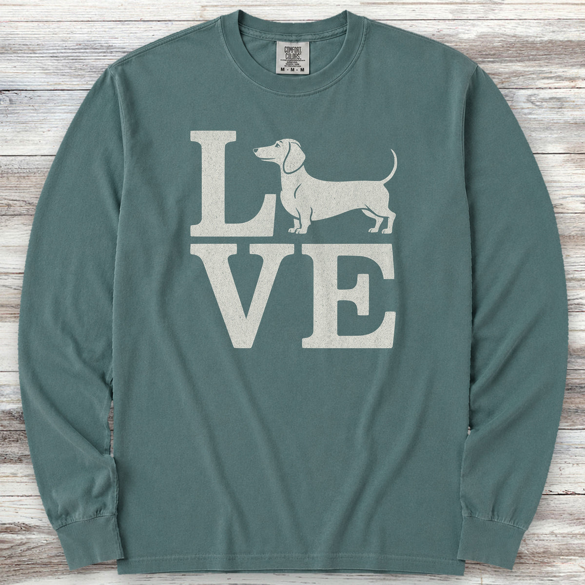 Dachshund Love Long Sleeve Tee - Blue Spruce