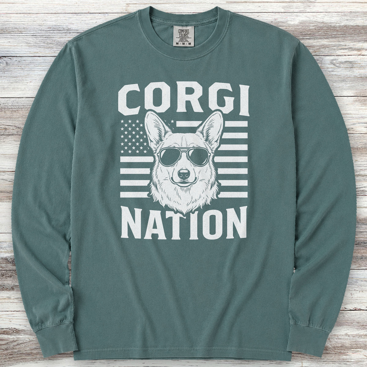 Corgi Nation Long Sleeve Tee - Blue Spruce