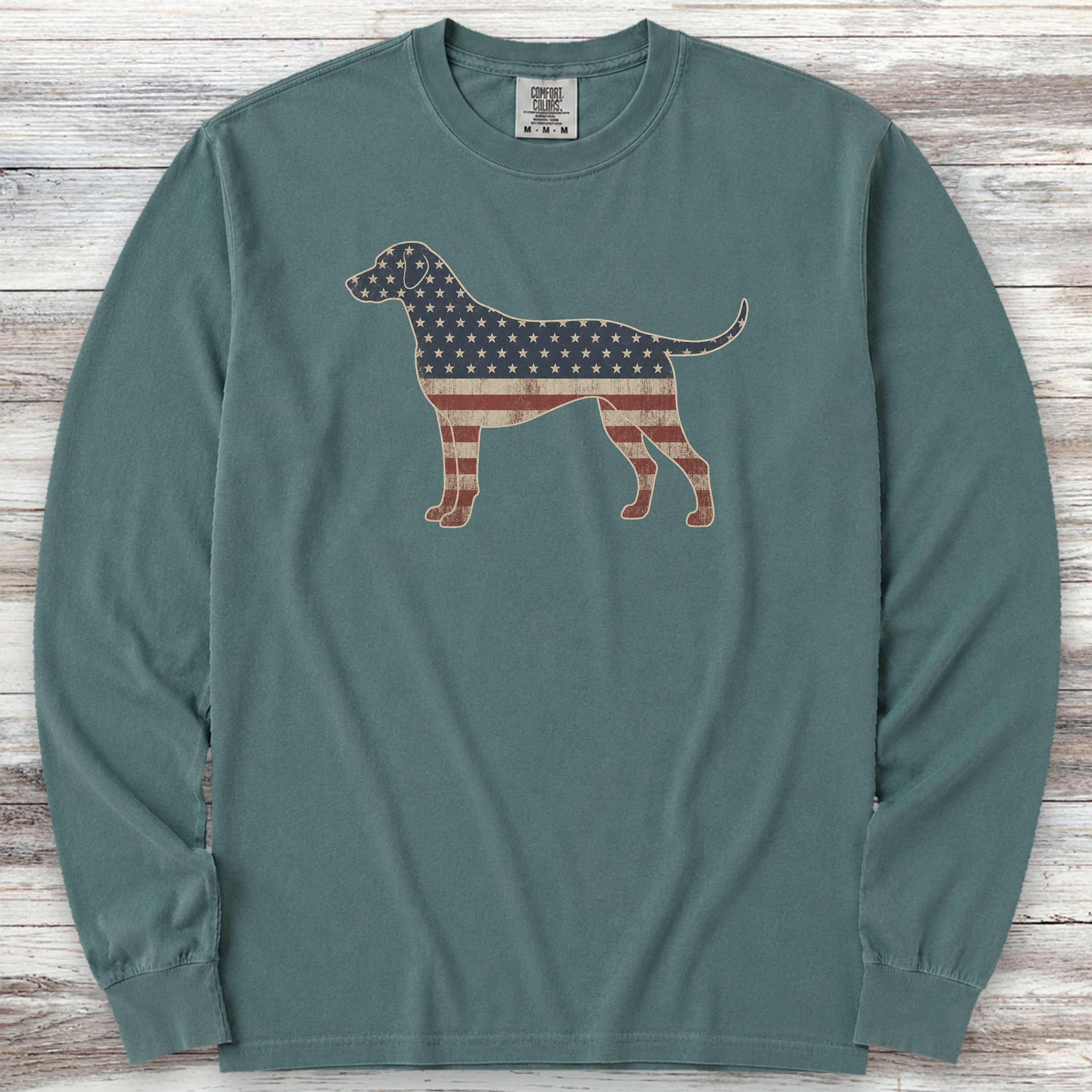 Rhodesian Ridgeback Vintage USA Long Sleeve Tee - Blue Spruce