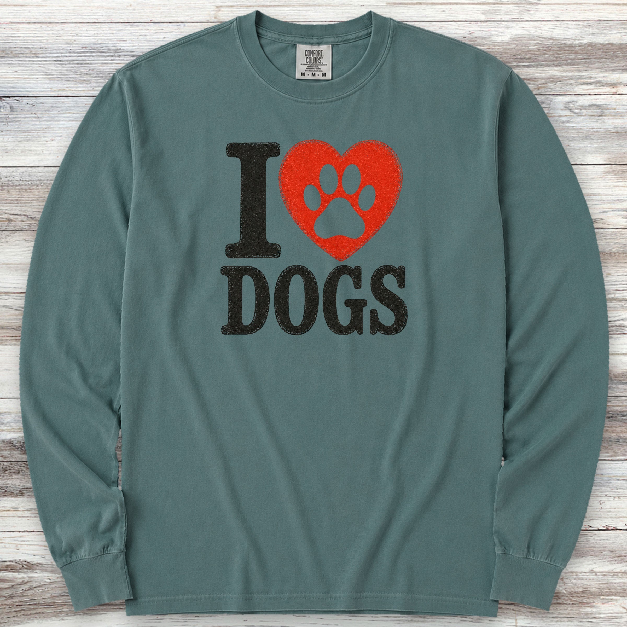 I Heart Dogs Long Sleeve Tee - Blue Spruce