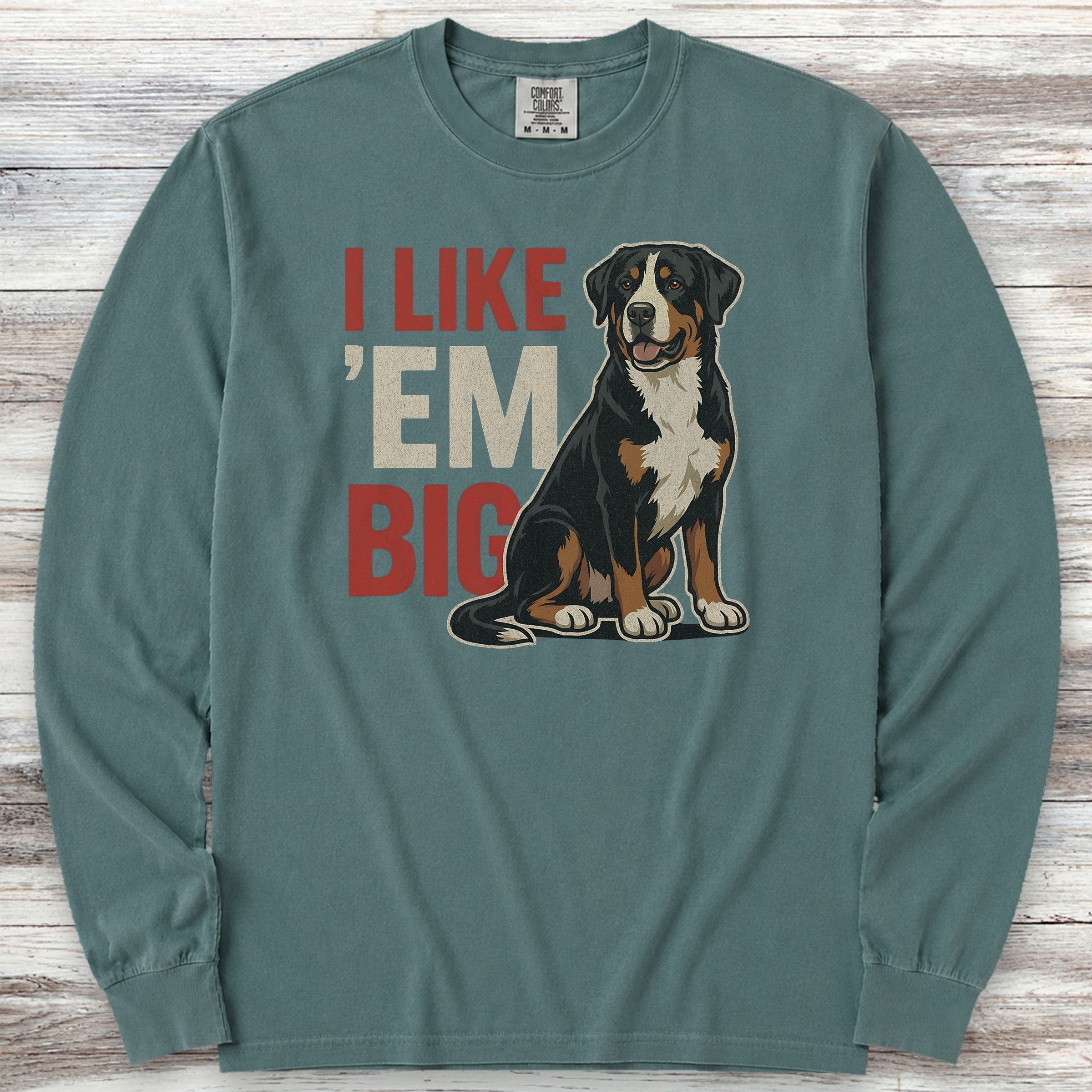 Swiss Mountain Dog Big Long Sleeve Tee - Blue Spruce