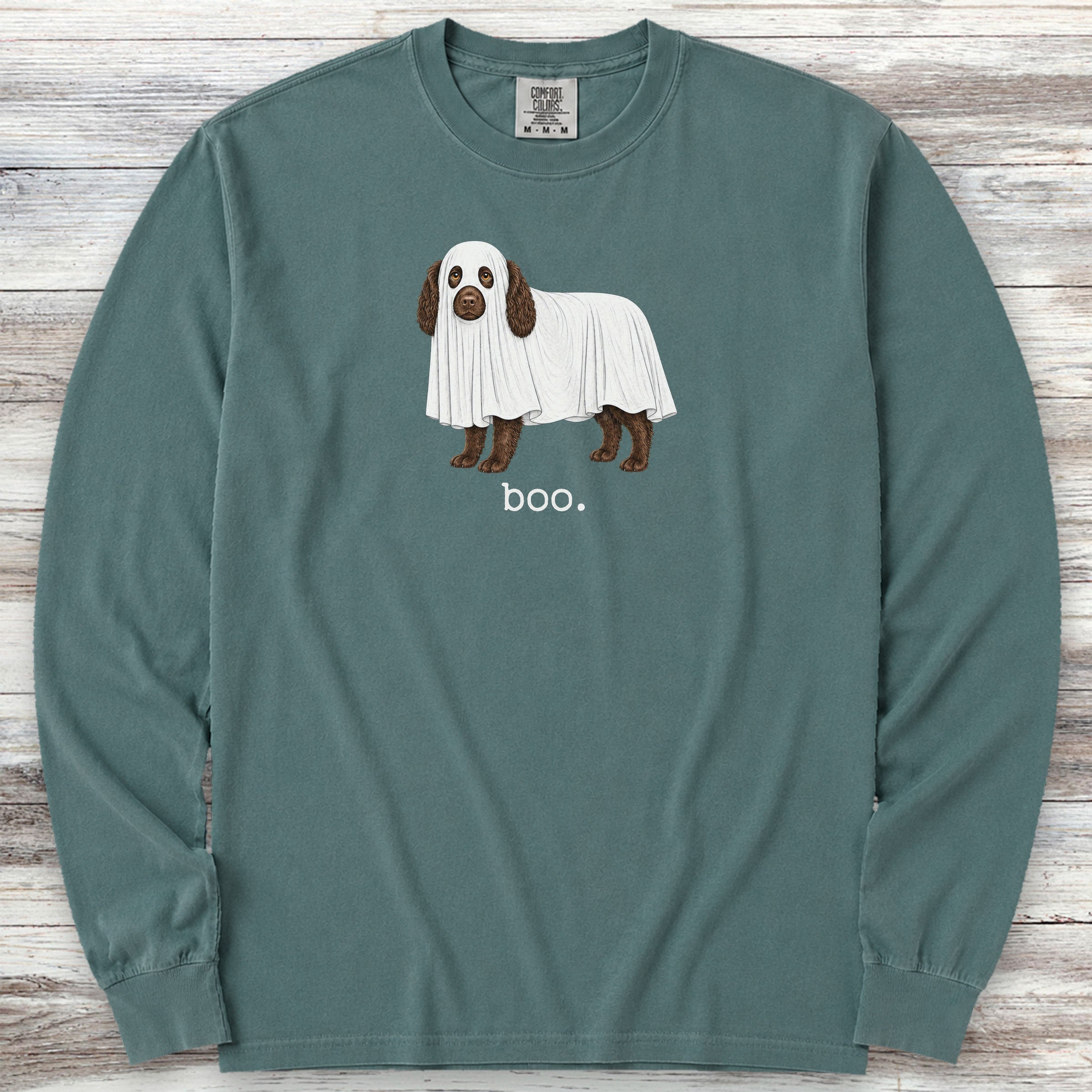Boykin Spaniel Boo Long Sleeve Tee - Blue Spruce