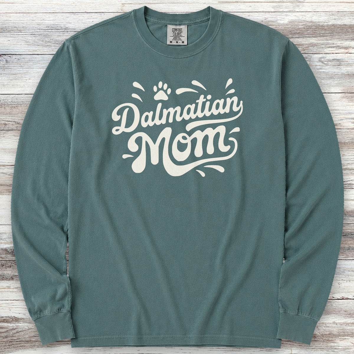 Dalmatian Groovy Mom Long Sleeve Tee - Blue Spruce