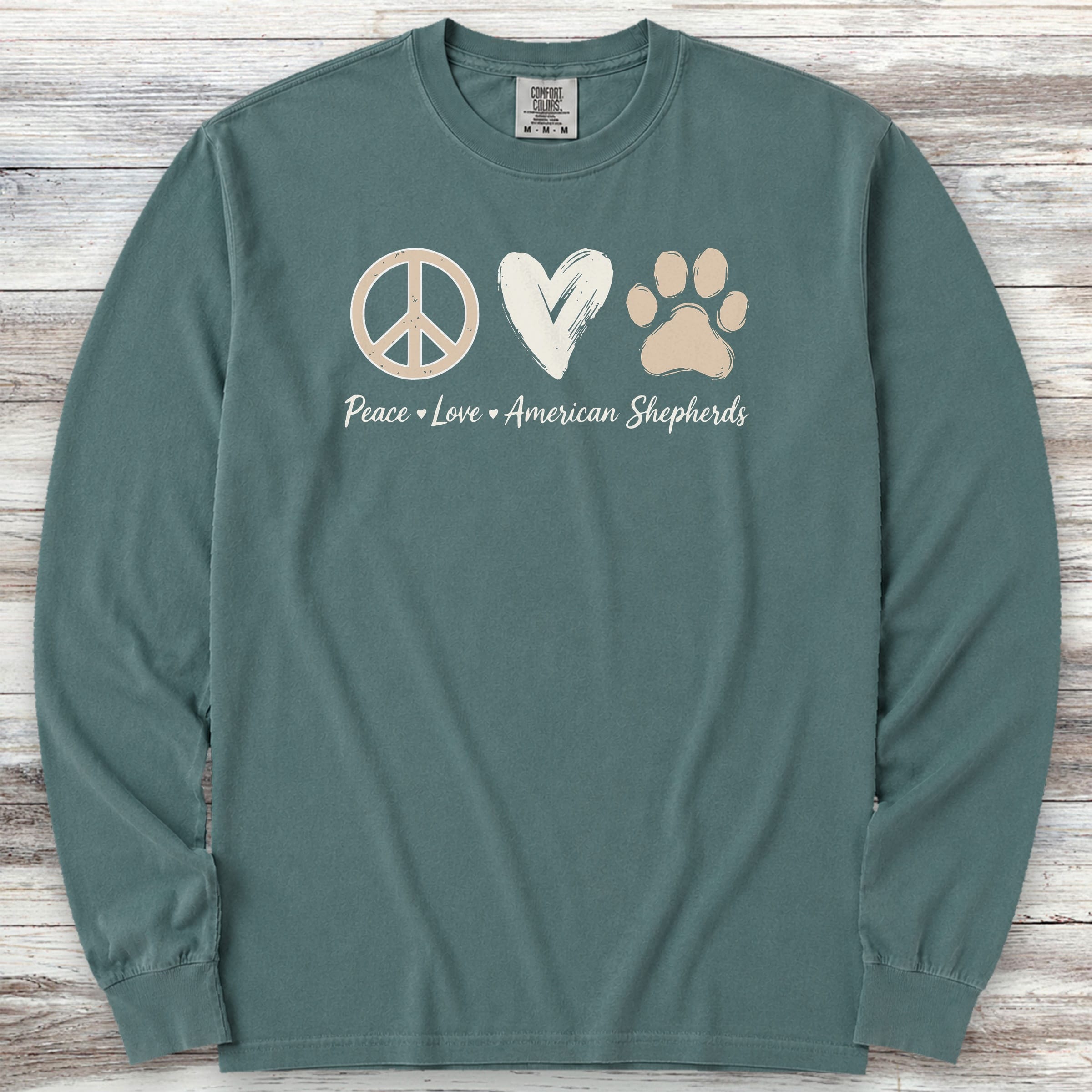 American Shepherd Peace Long Sleeve Tee - Blue Spruce