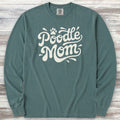 Poodle Groovy Mom Long Sleeve Tee - Blue Spruce