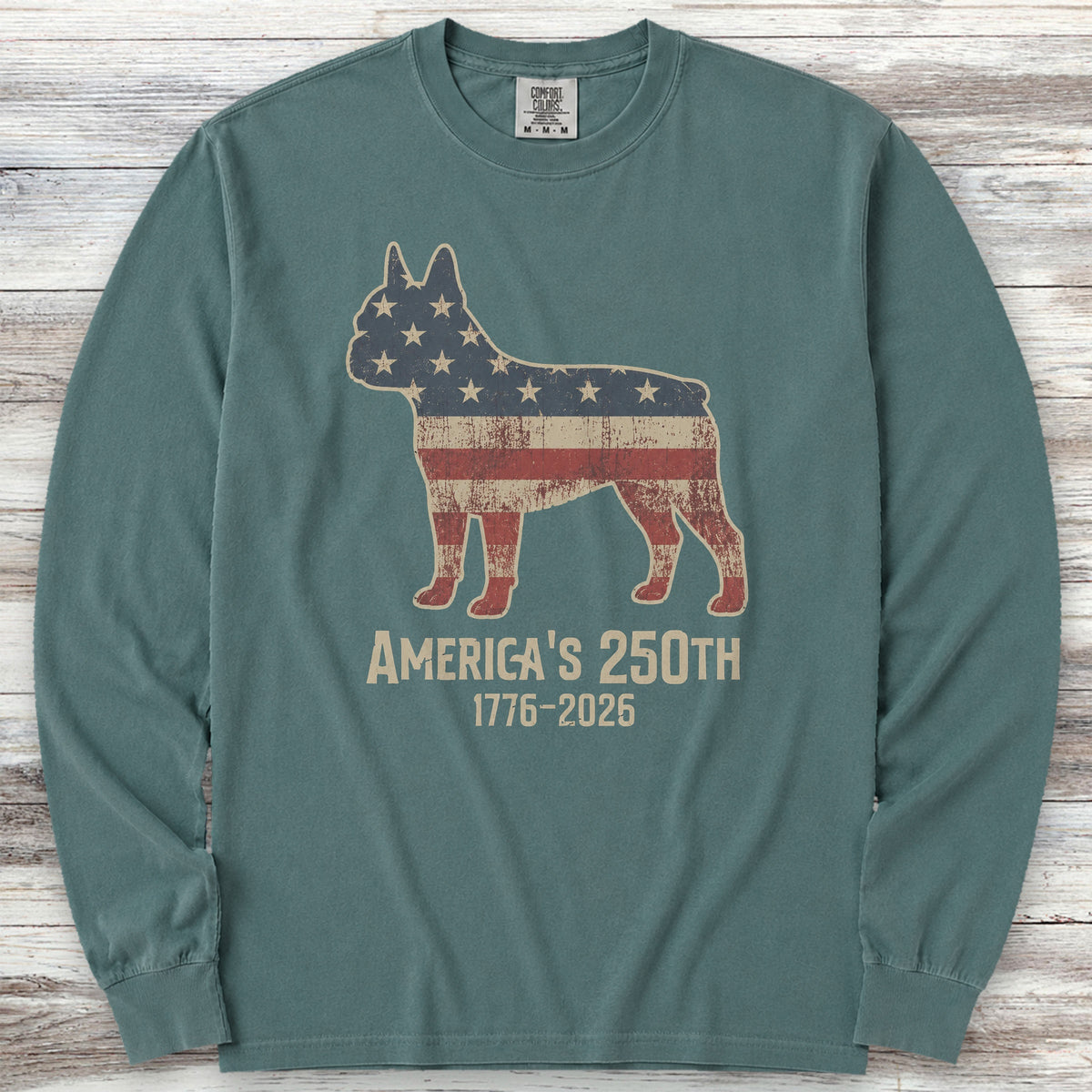 Boston Terrier 250 Long Sleeve Tee - Blue Spruce