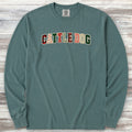 Australian Cattle Dog Holiday Faux Patchwork Long Sleeve Tee - Blue Spruce
