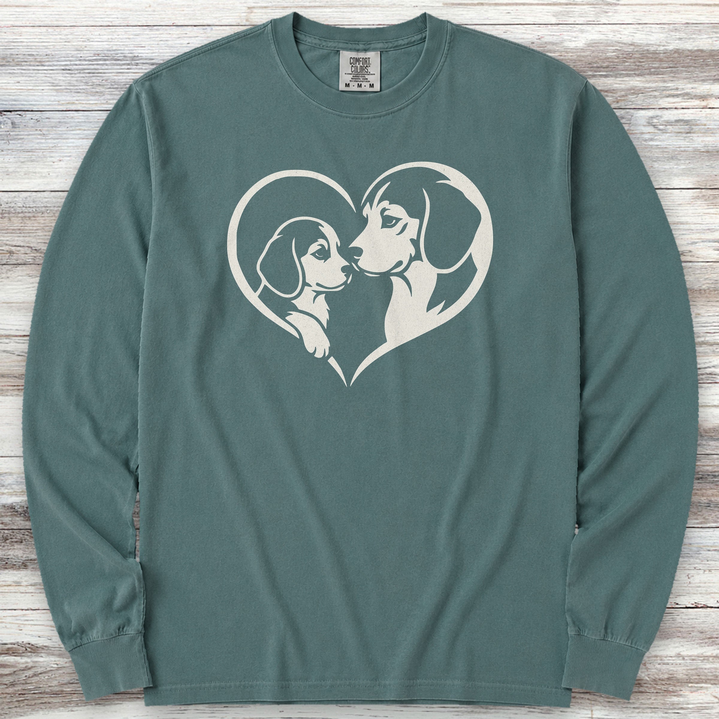 Beagle Heart Bond Long Sleeve Tee - Blue Spruce