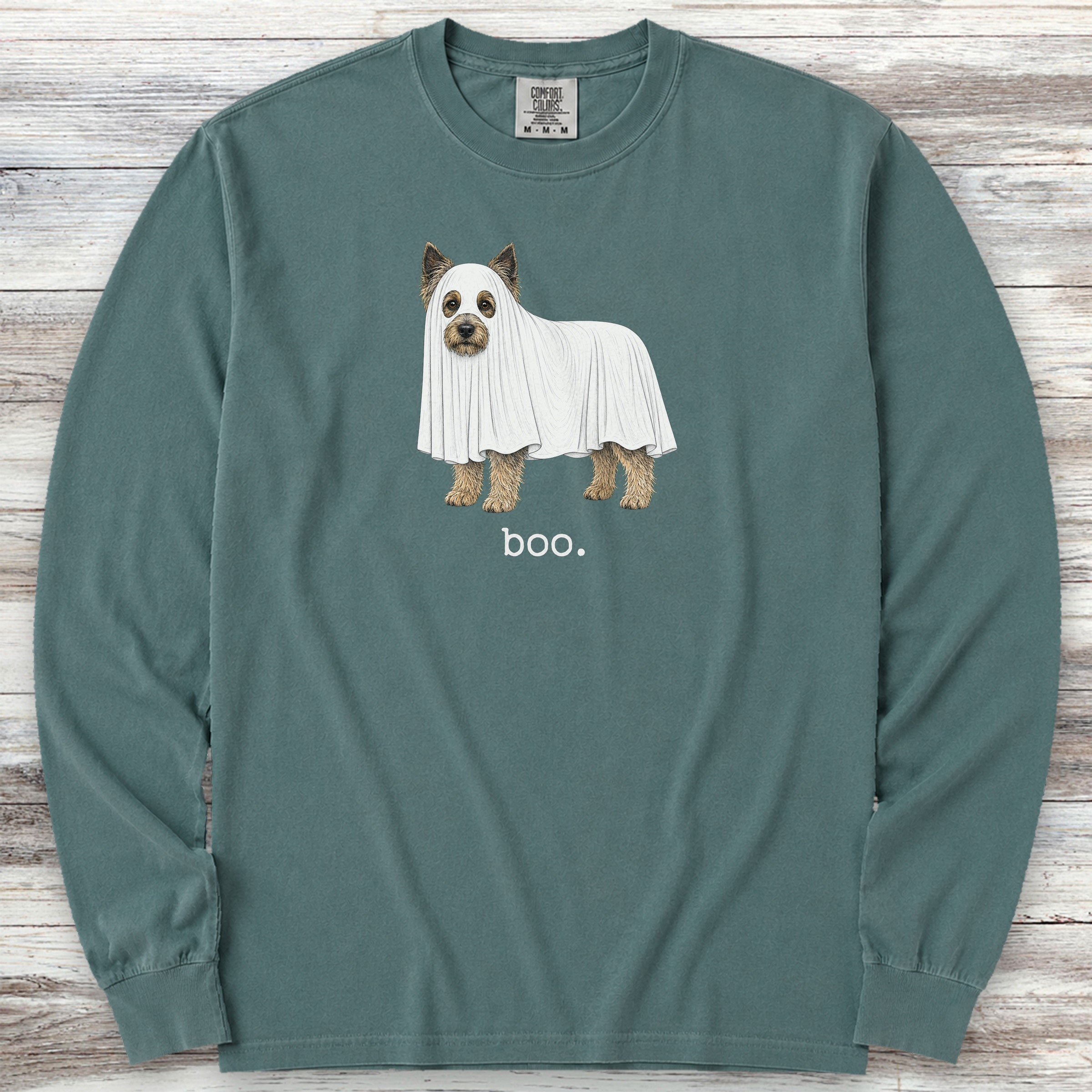 Cairn Terrier Boo Long Sleeve Tee - Blue Spruce