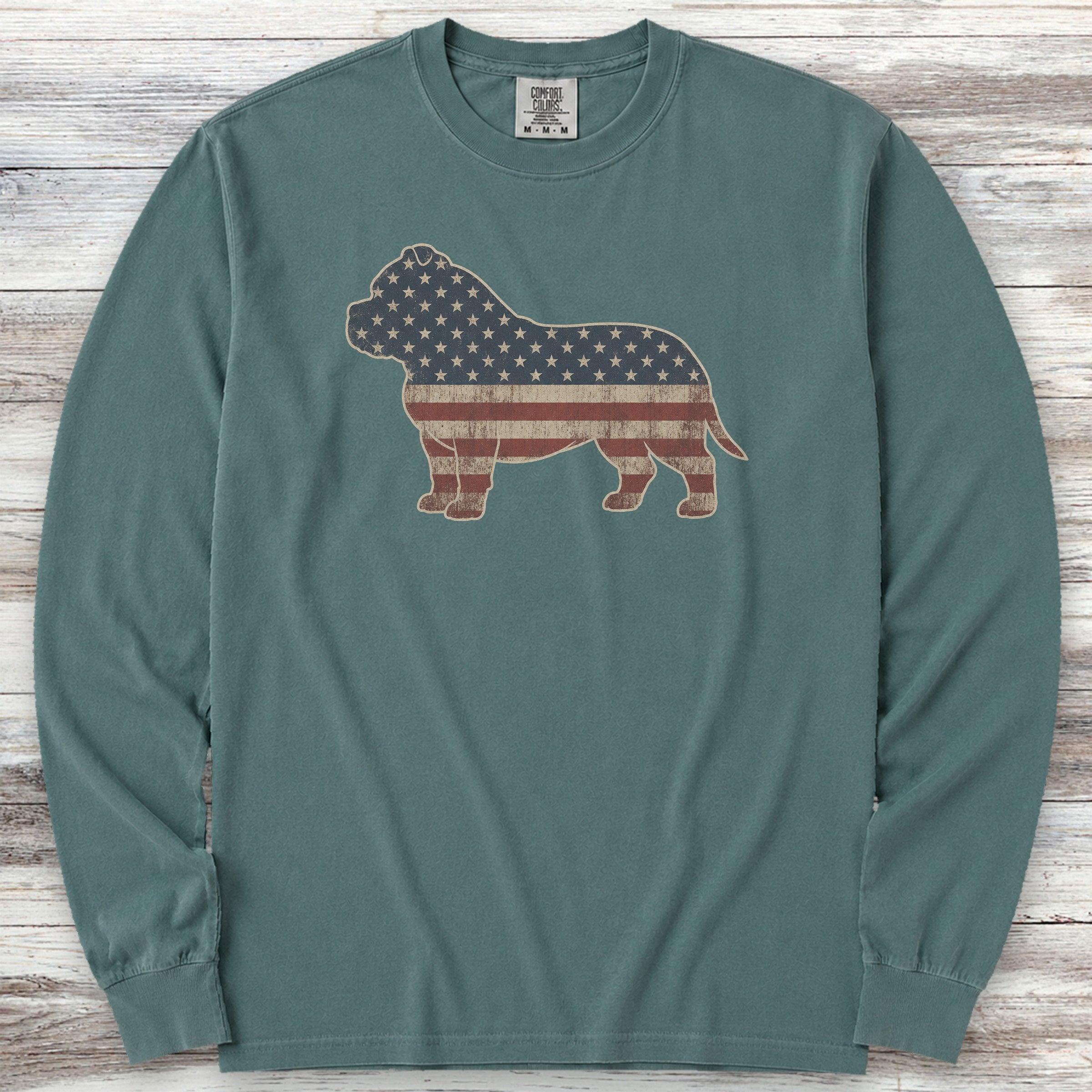 American Bully Vintage USA Long Sleeve Tee - Blue Spruce