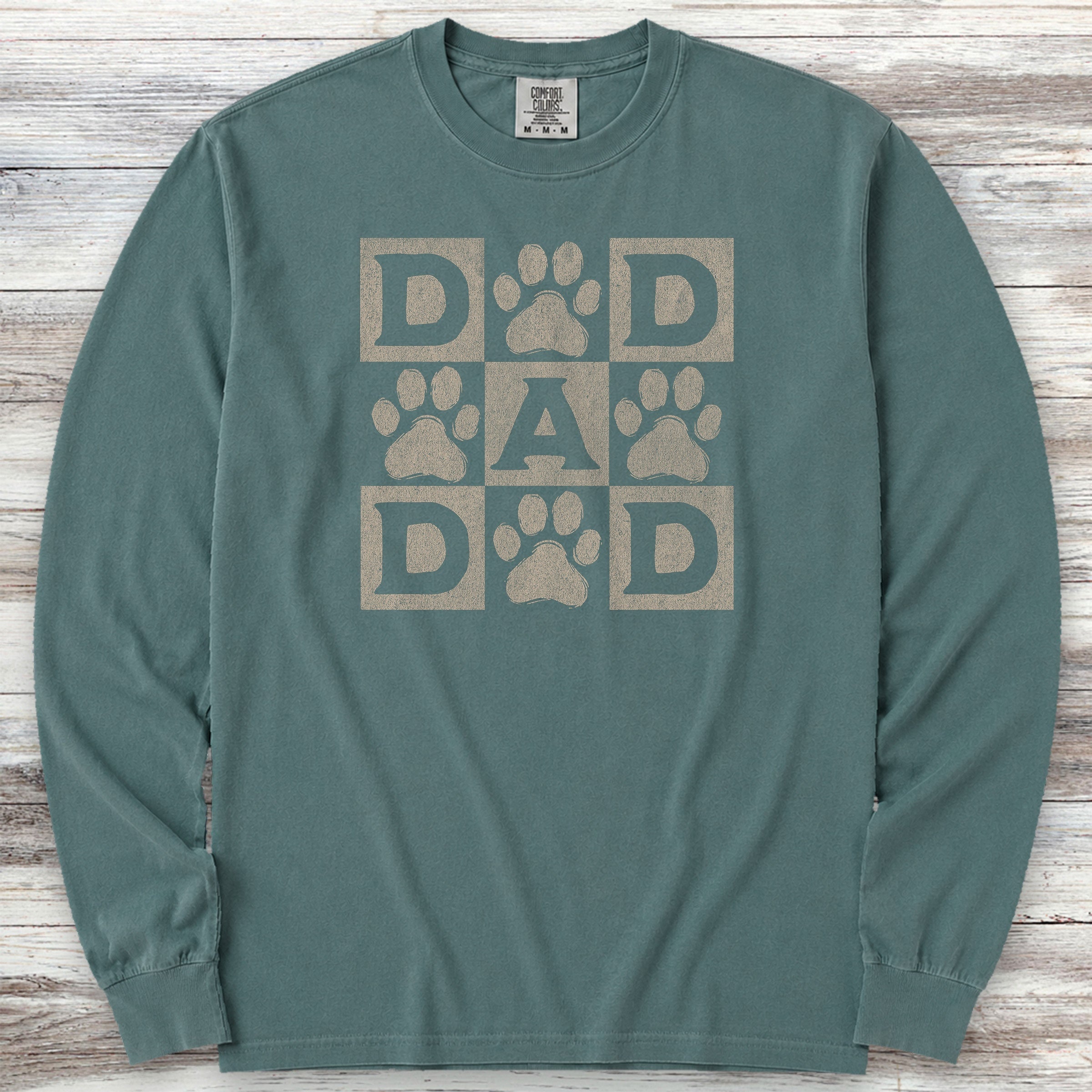 Paw Print Dad Long Sleeve Tee - Blue Spruce