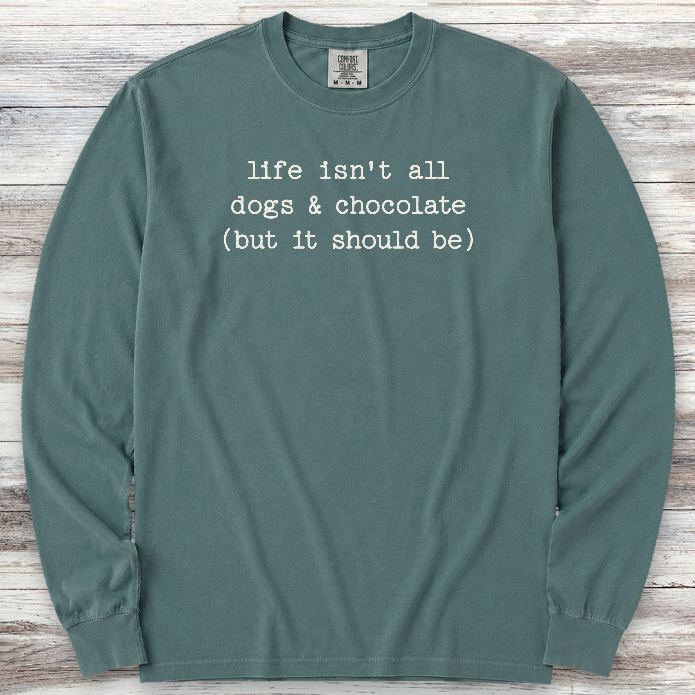Dogs & Chocolate Long Sleeve Tee - Blue Spruce
