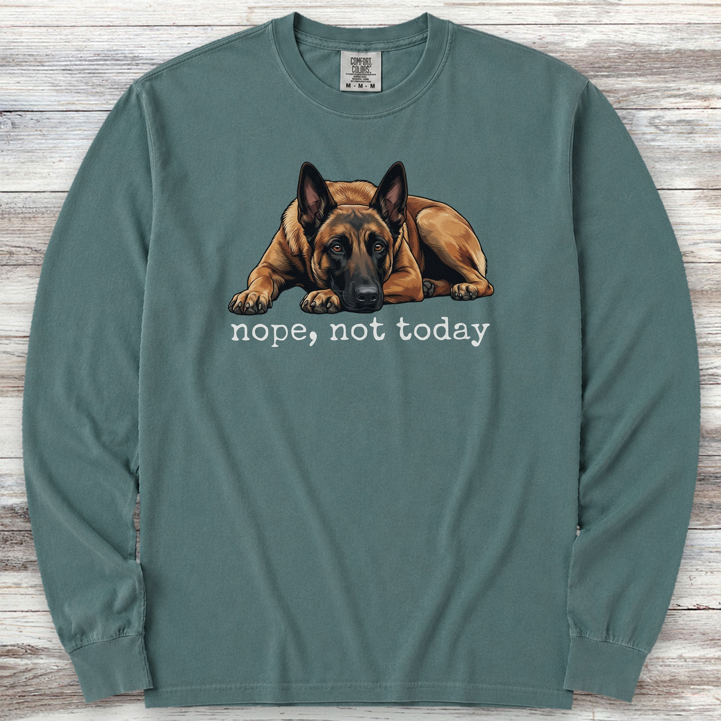 Belgian Malinois Nope Long Sleeve Tee - Blue Spruce