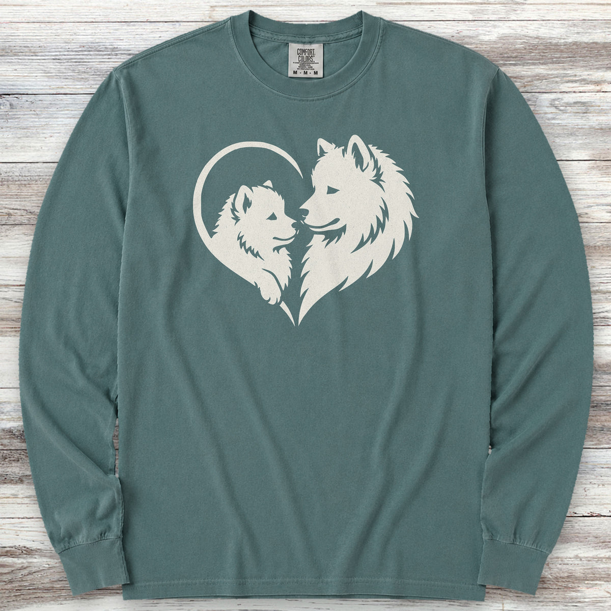 Samoyed Heart Bond Long Sleeve Tee - Blue Spruce