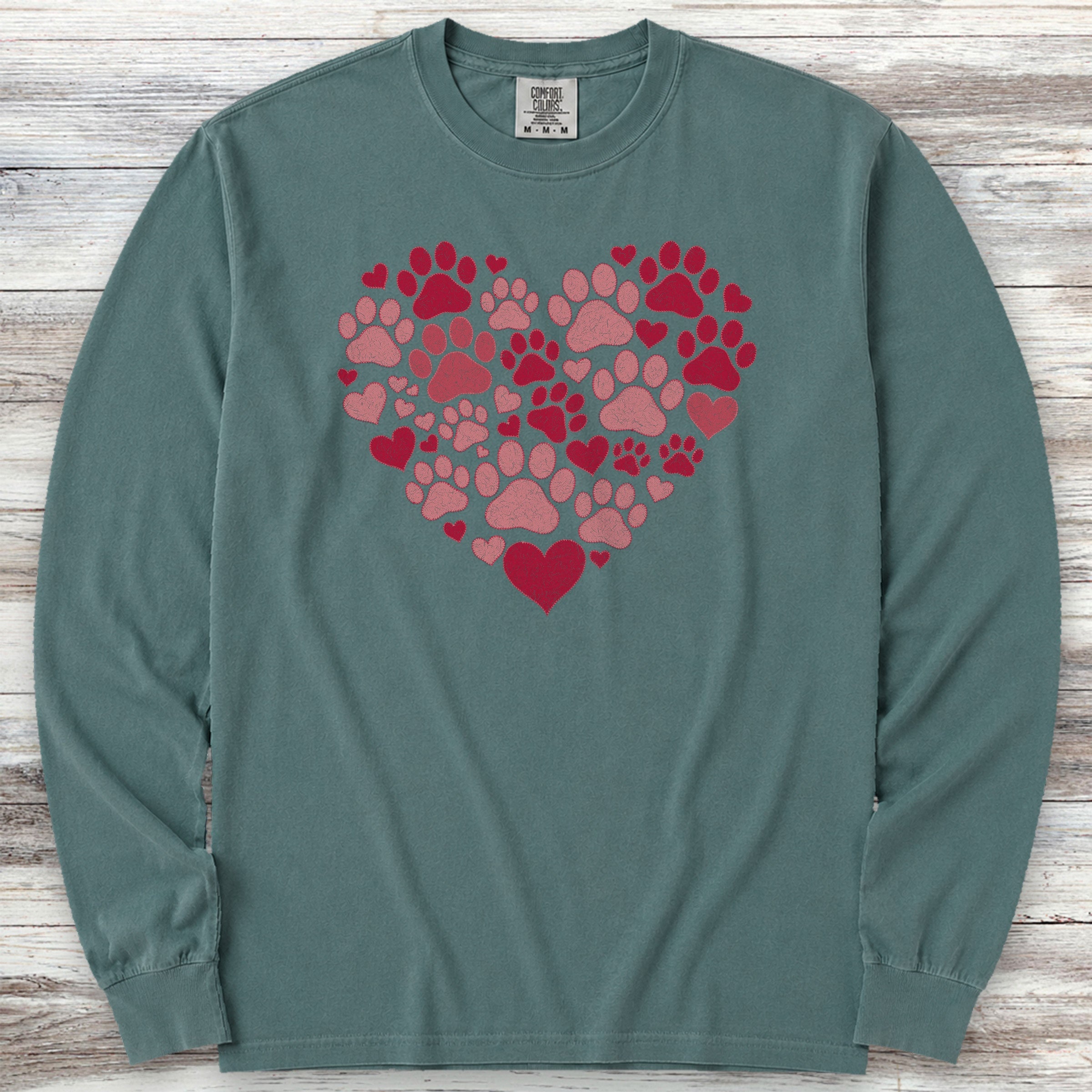 Heart & Paw Long Sleeve Tee - Blue Spruce