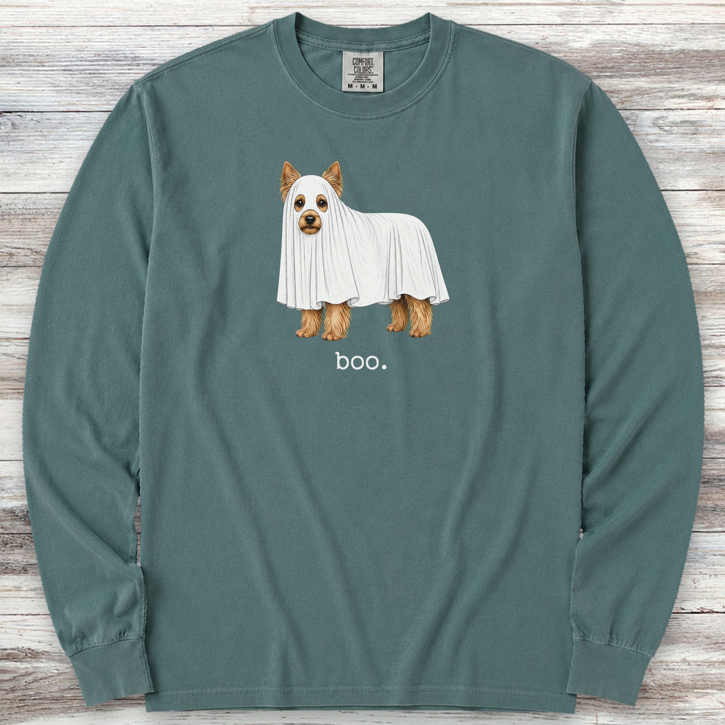 Yorkshire Terrier Boo Long Sleeve Tee - Blue Spruce