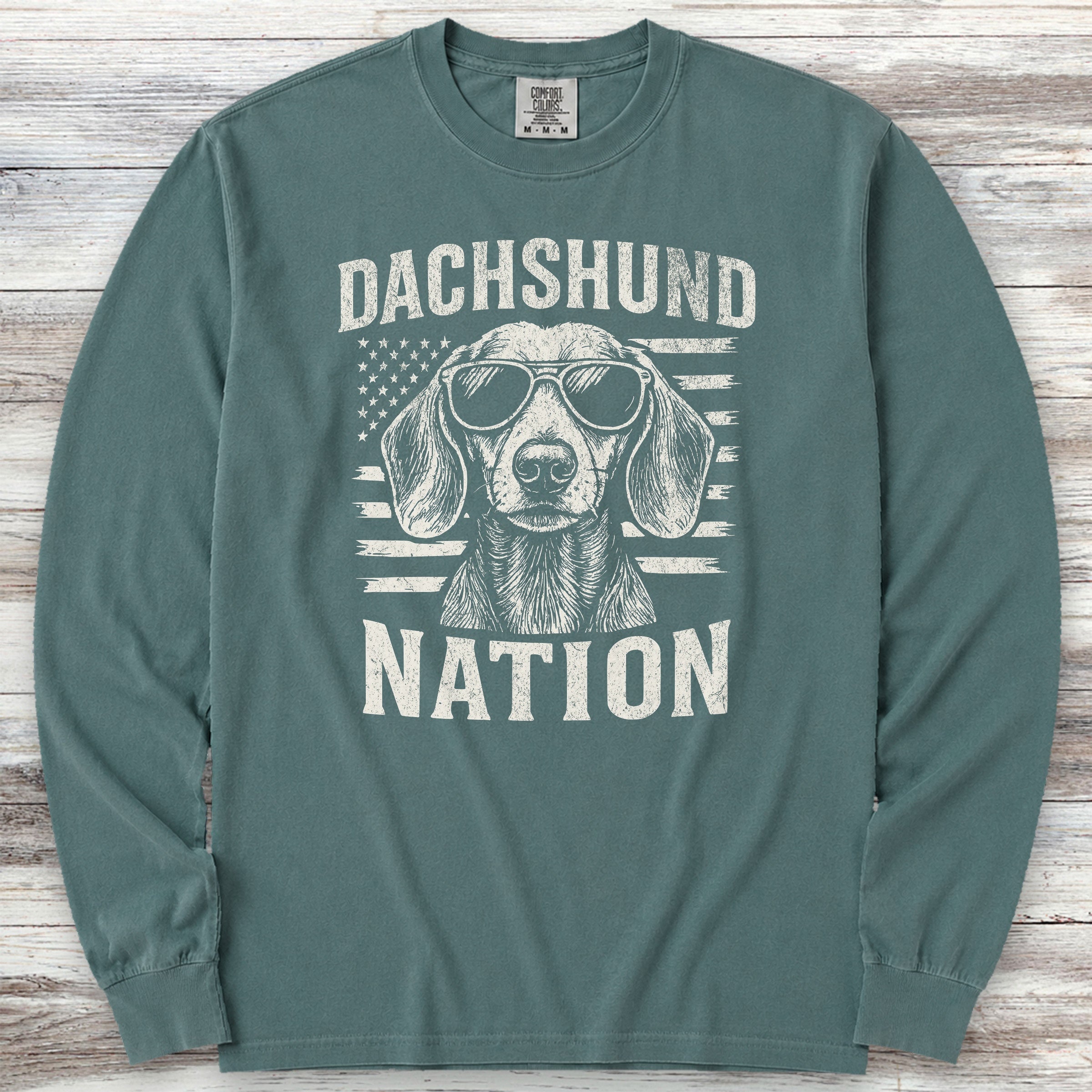 Dachshund Nation Long Sleeve Tee - Blue Spruce