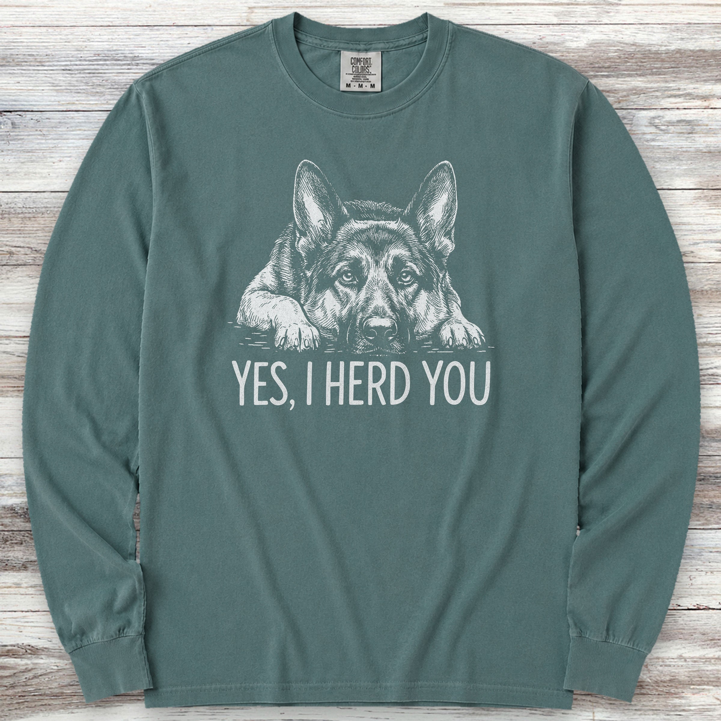 German Shepherd Herd You Long Sleeve Tee - Blue Spruce