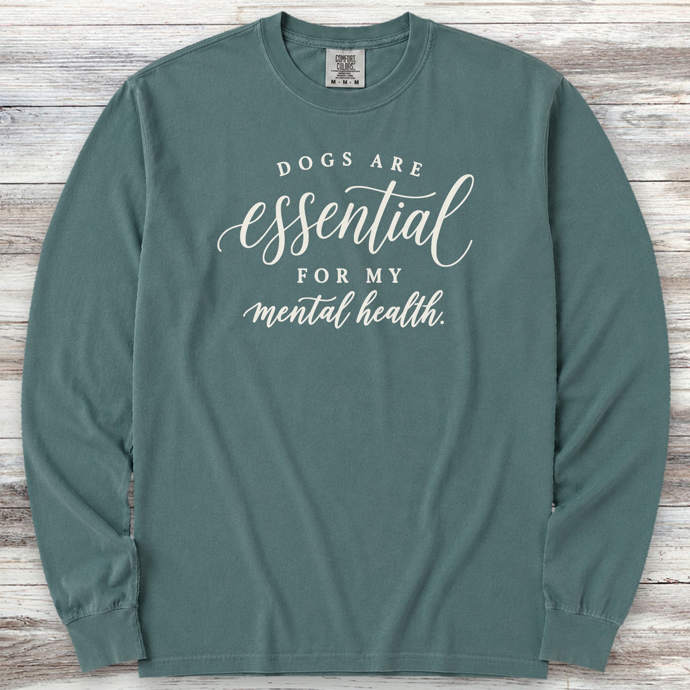 Dogs Are Essential Long Sleeve Tee - Blue Spruce