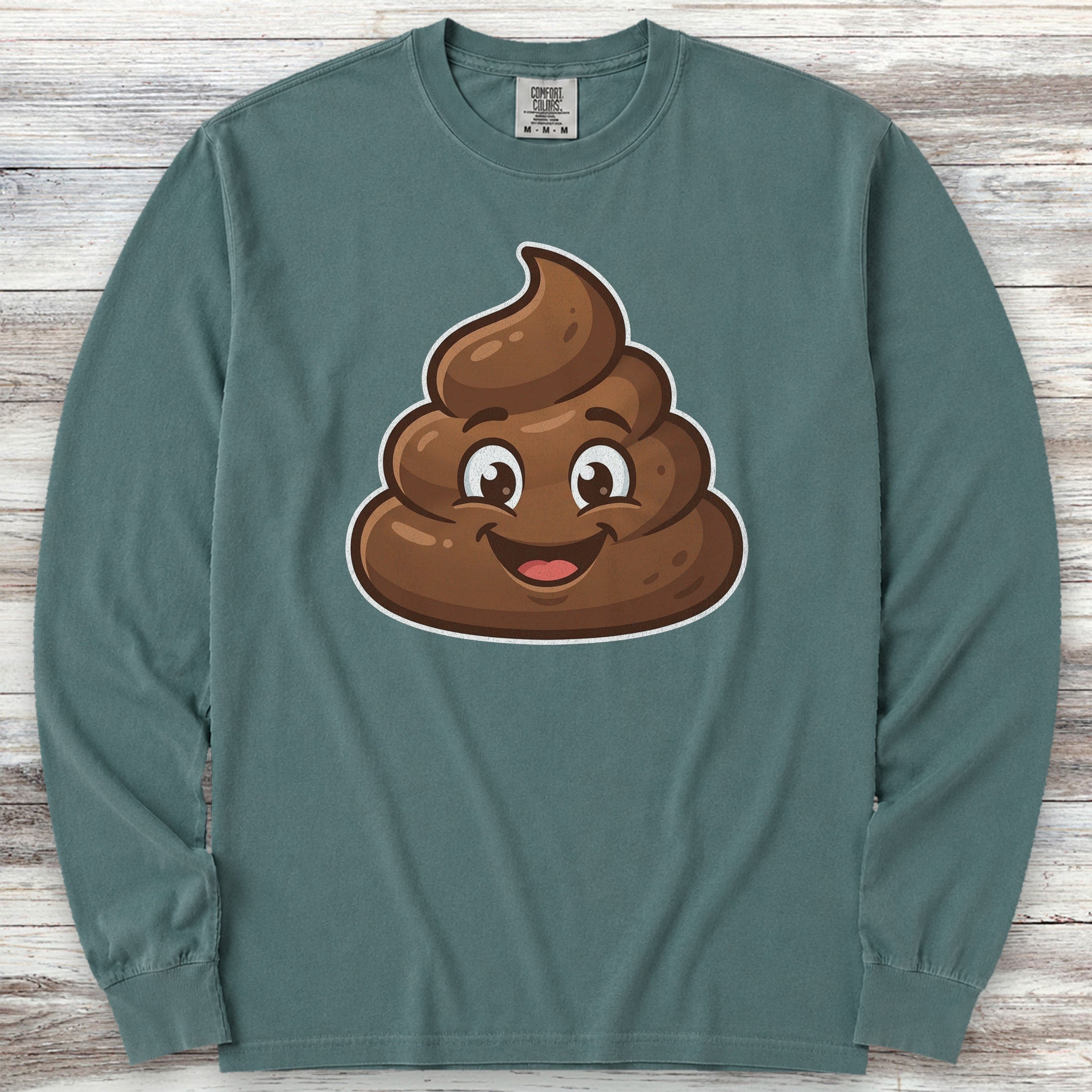 Dog Poop Long Sleeve Tee - Blue Spruce