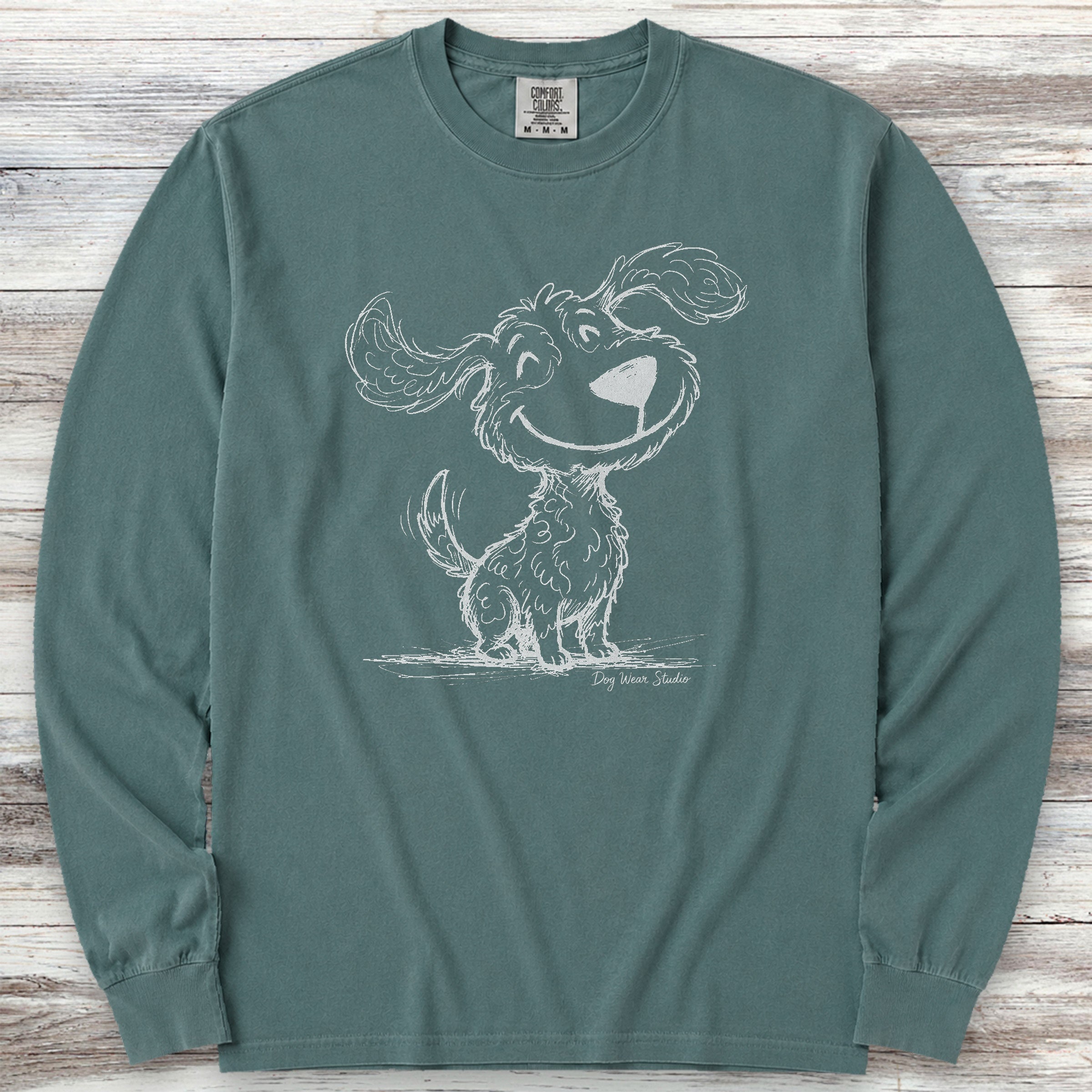 Doodle Sketch Long Sleeve Tee - Blue Spruce