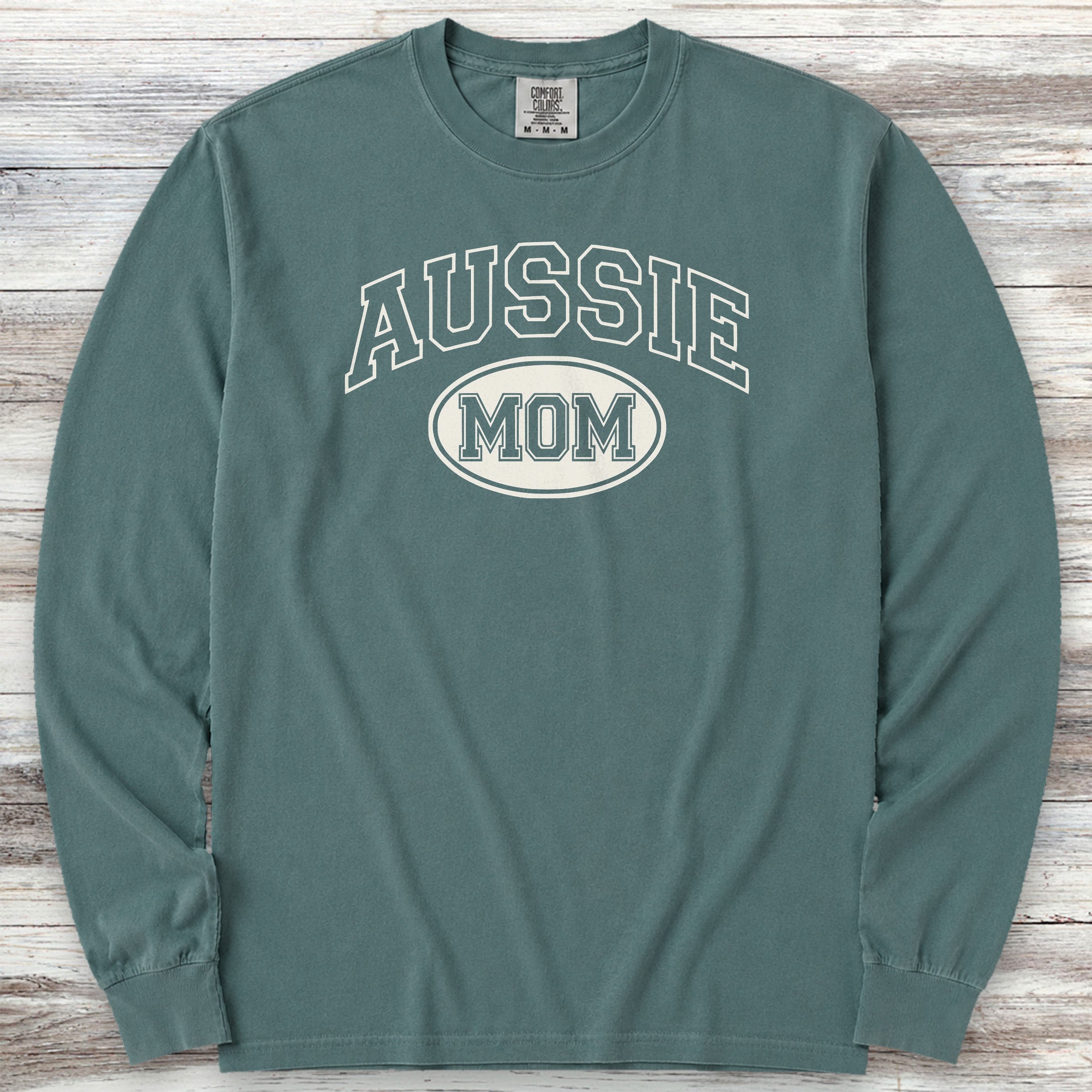 Australian Shepherd University Mom Long Sleeve Tee - Blue Spruce