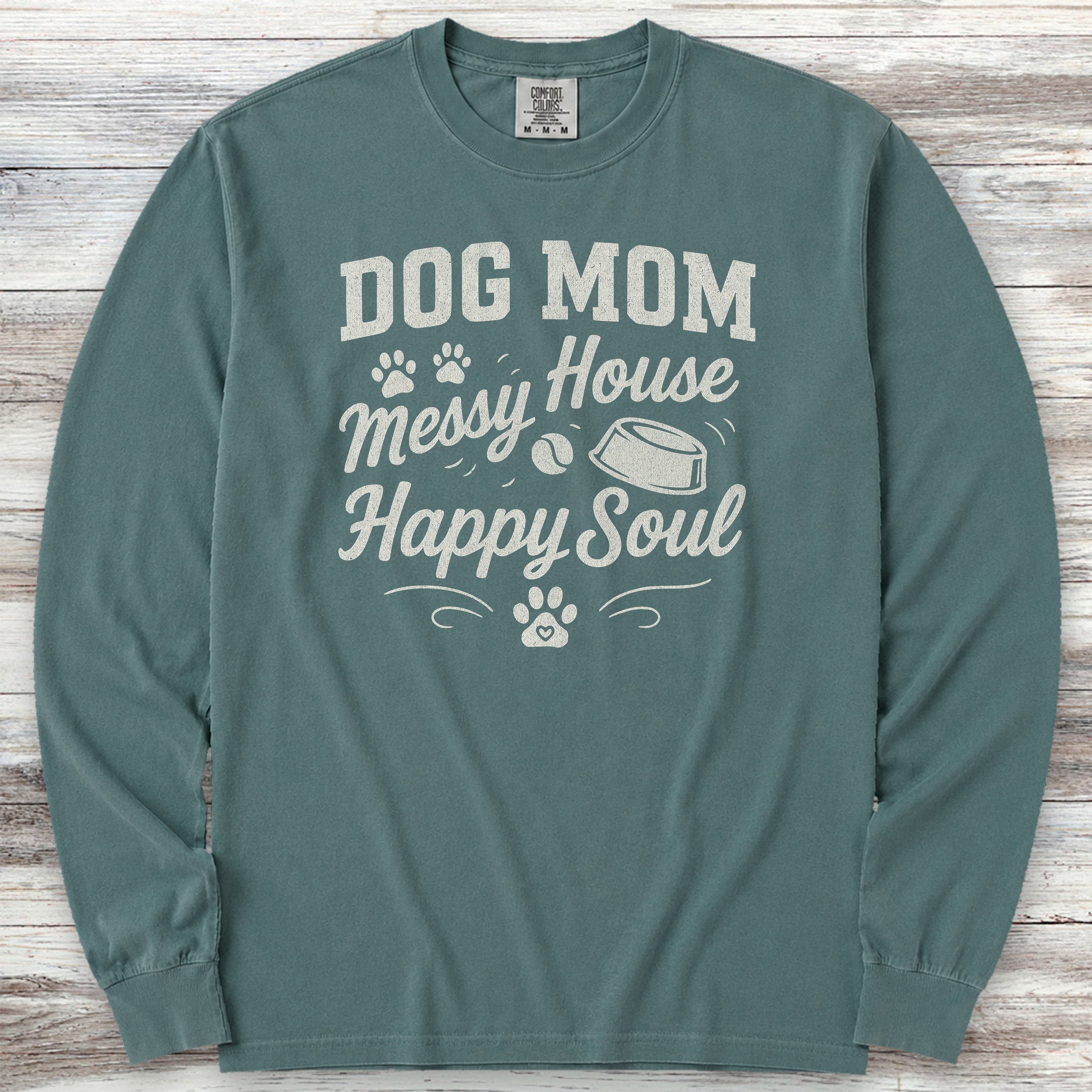Dog Mom Happy Soul Long Sleeve Tee - Blue Spruce