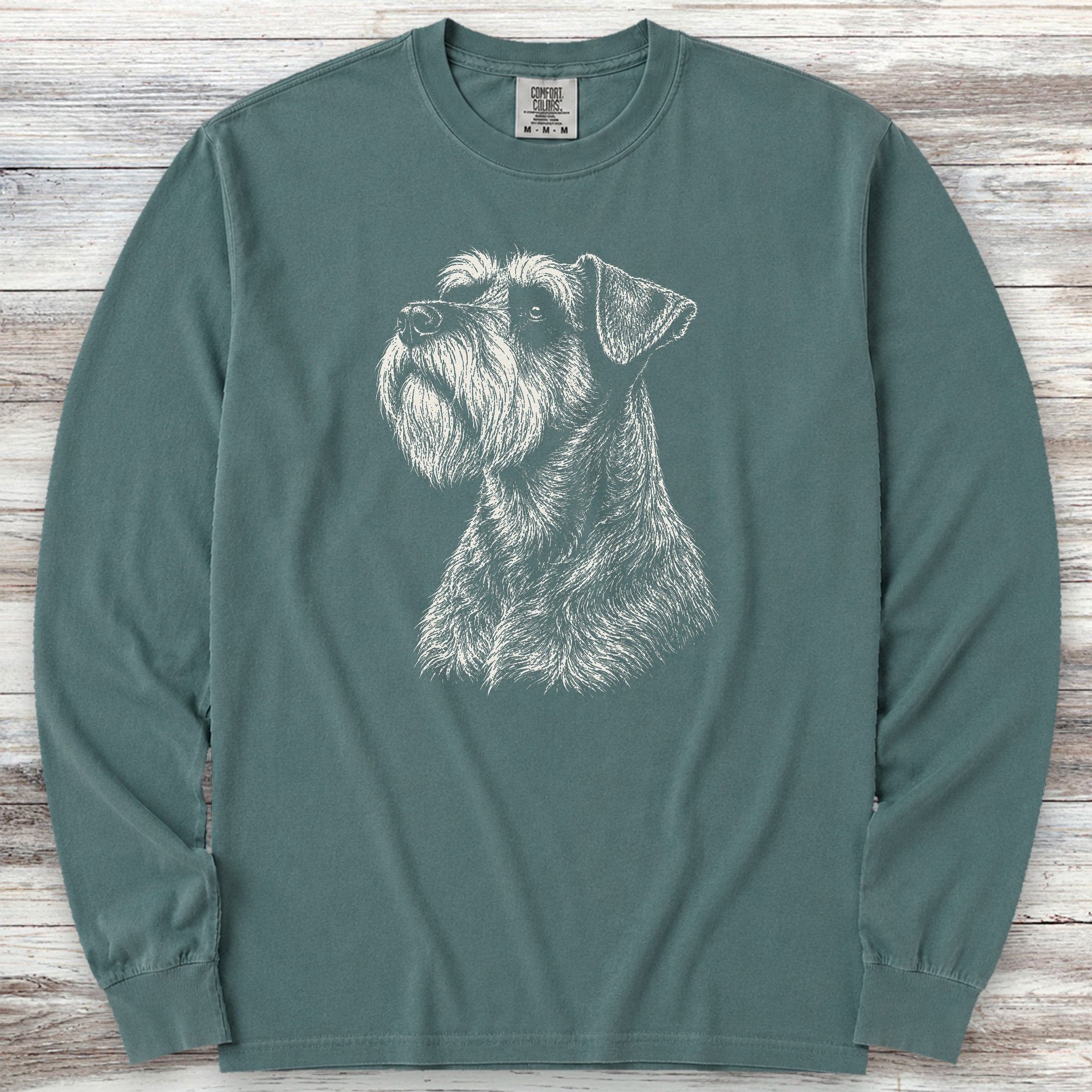 Schnauzer Loyalty Long Sleeve Tee - Blue Spruce
