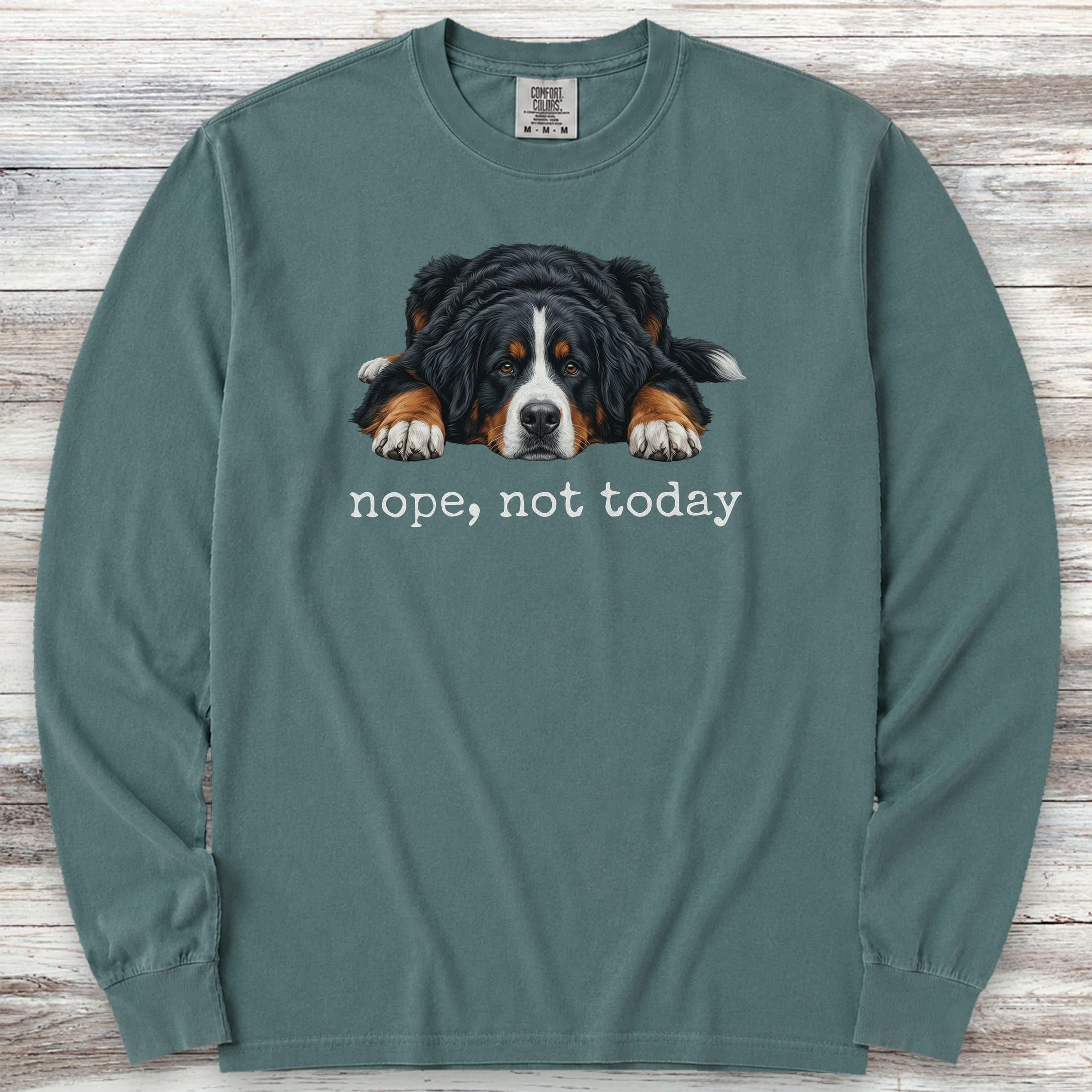 Bernese Mountain Dog Nope Long Sleeve Tee - Blue Spruce