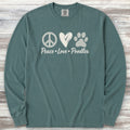 Poodle Peace Long Sleeve Tee - Blue Spruce