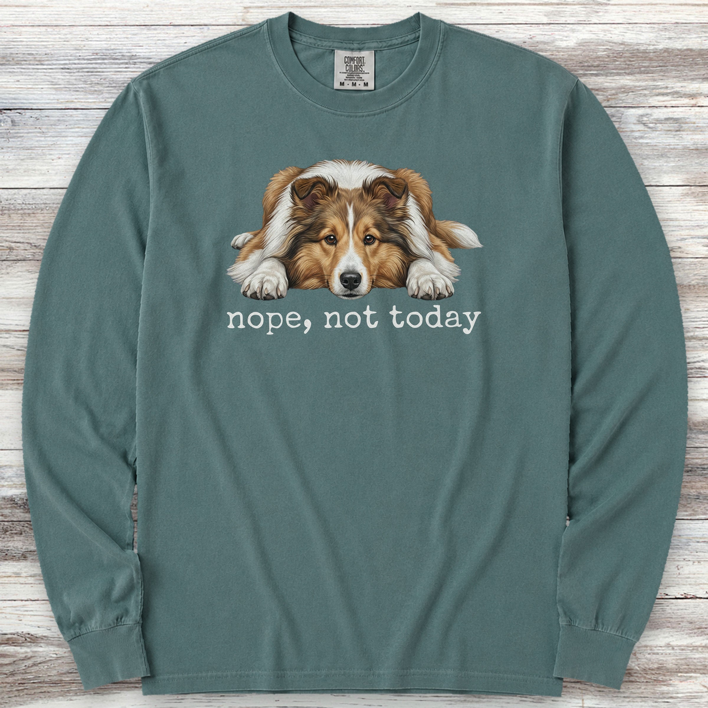 Shetland Sheepdog Nope Long Sleeve Tee - Blue Spruce