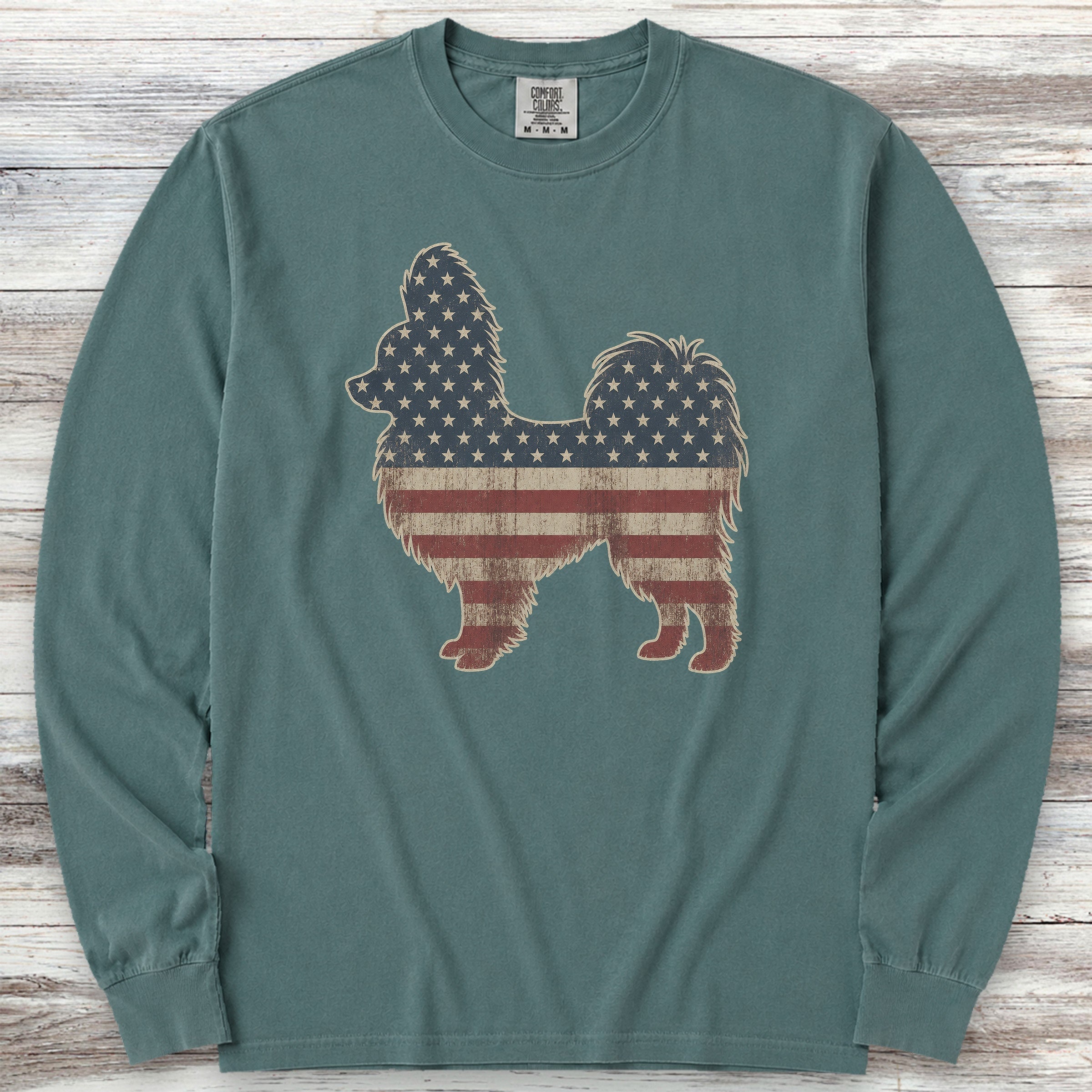 Papillon Vintage USA Long Sleeve Tee - Blue Spruce