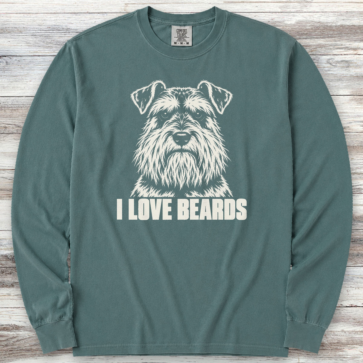 Schnauzer I Love Beards Long Sleeve Tee - Blue Spruce