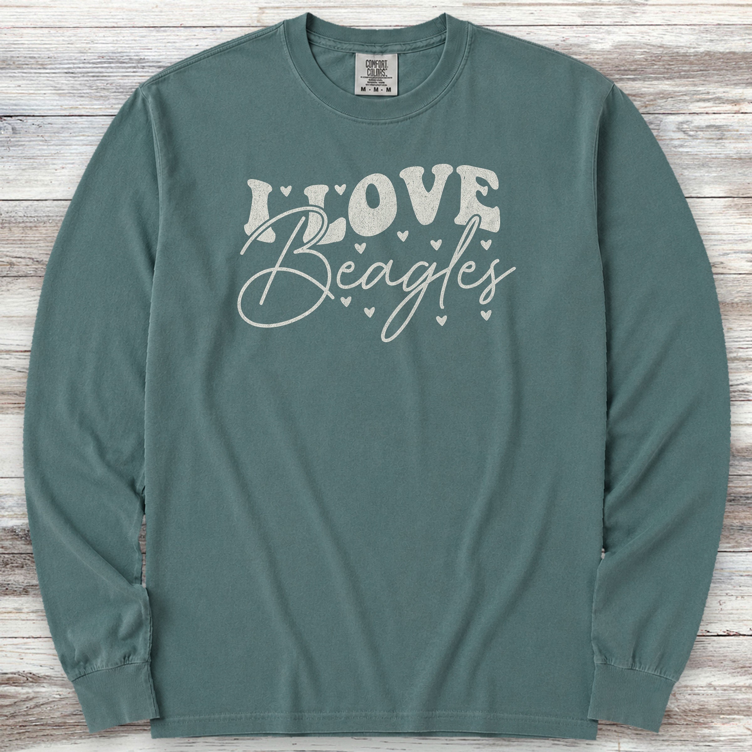 I Love Beagles Long Sleeve Tee - Blue Spruce