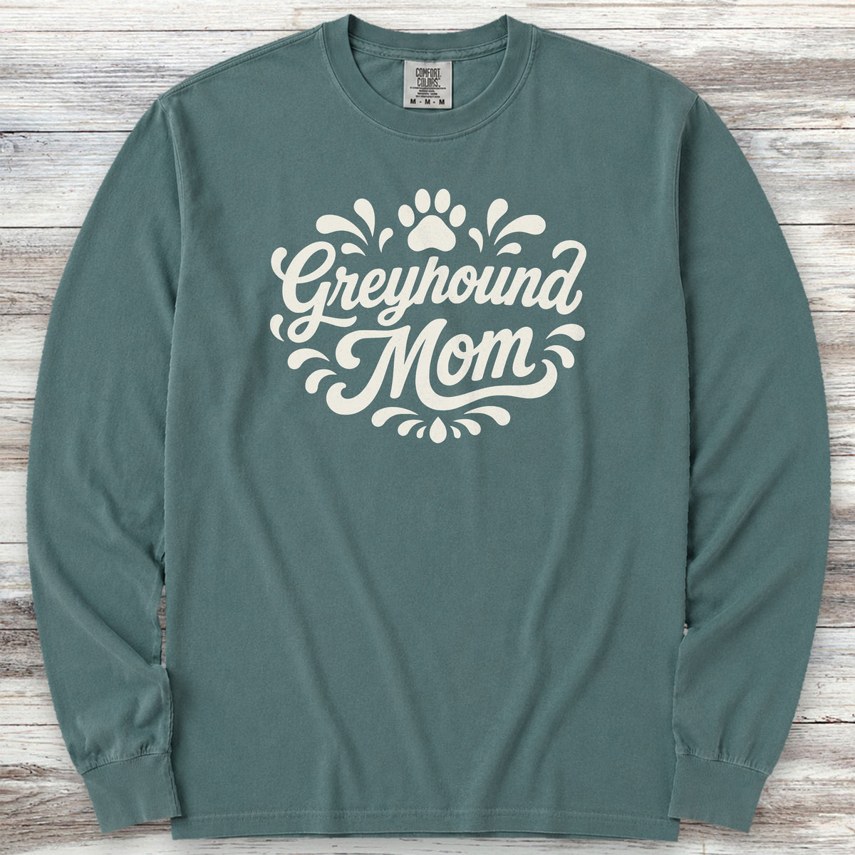 Greyhound Groovy Mom Long Sleeve Tee - Blue Spruce