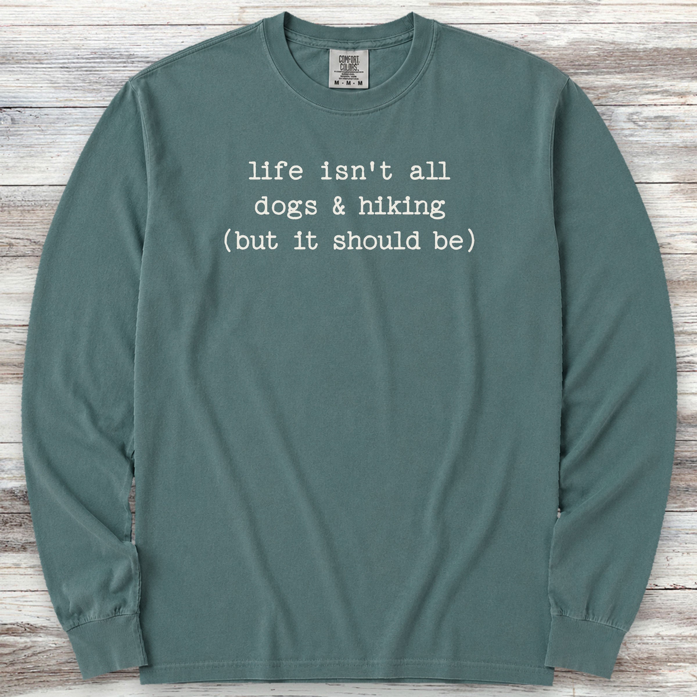 Dogs & Hiking Long Sleeve Tee - Blue Spruce