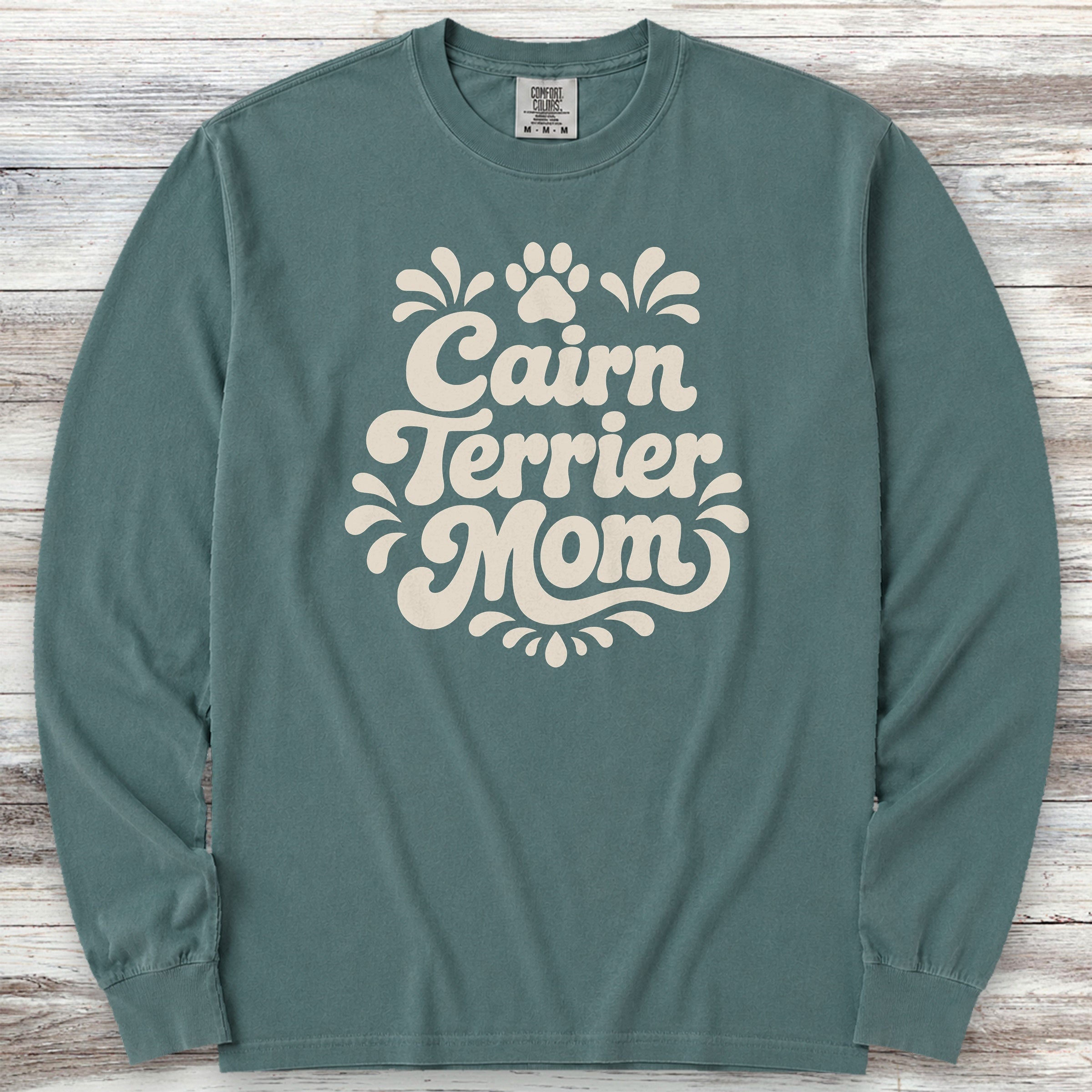Cairn Terrier Groovy Mom Long Sleeve Tee - Blue Spruce
