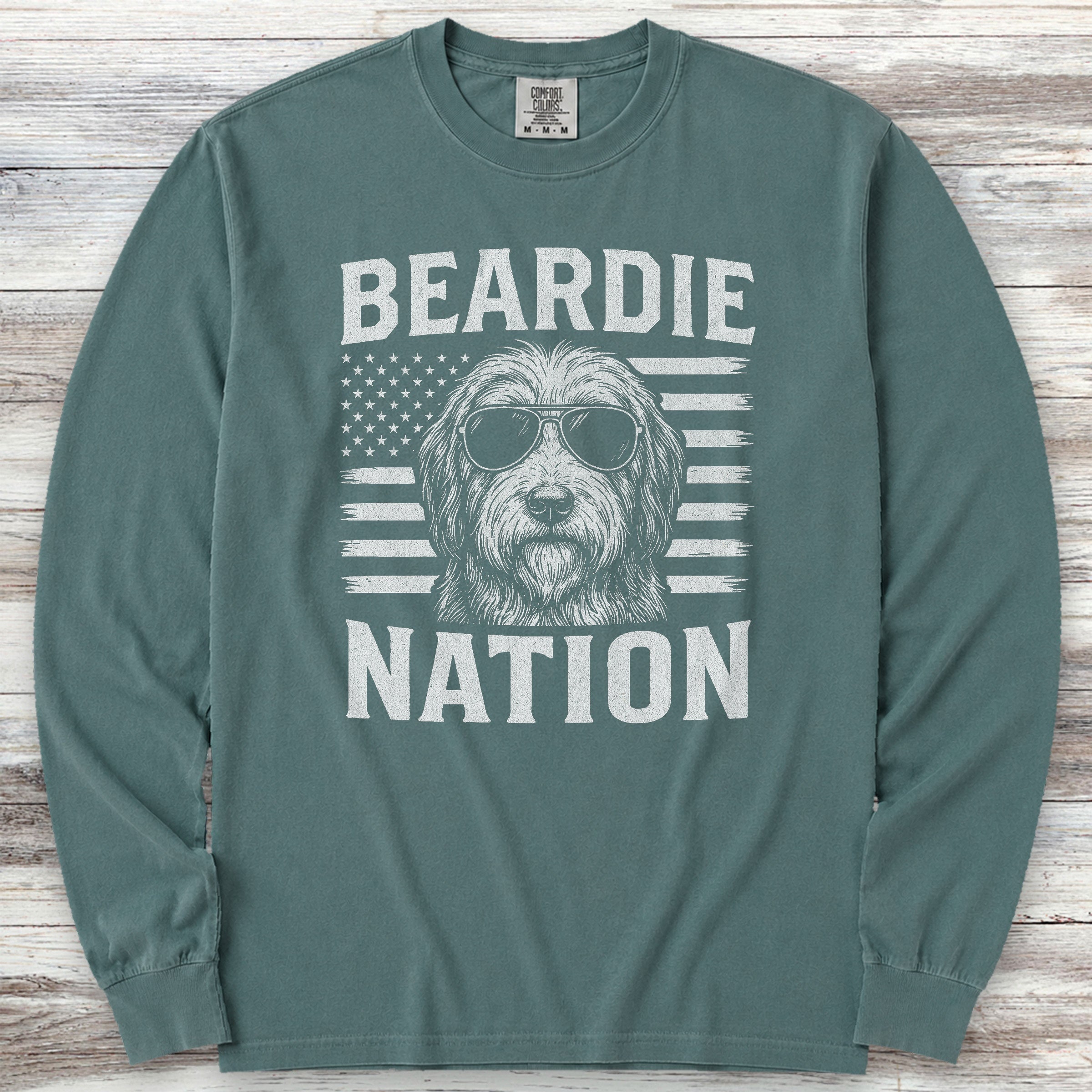 Bearded Collie Nation Long Sleeve Tee - Blue Spruce