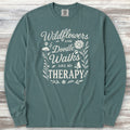 Doodle Walks & Wildflowers Long Sleeve Tee - Blue Spruce